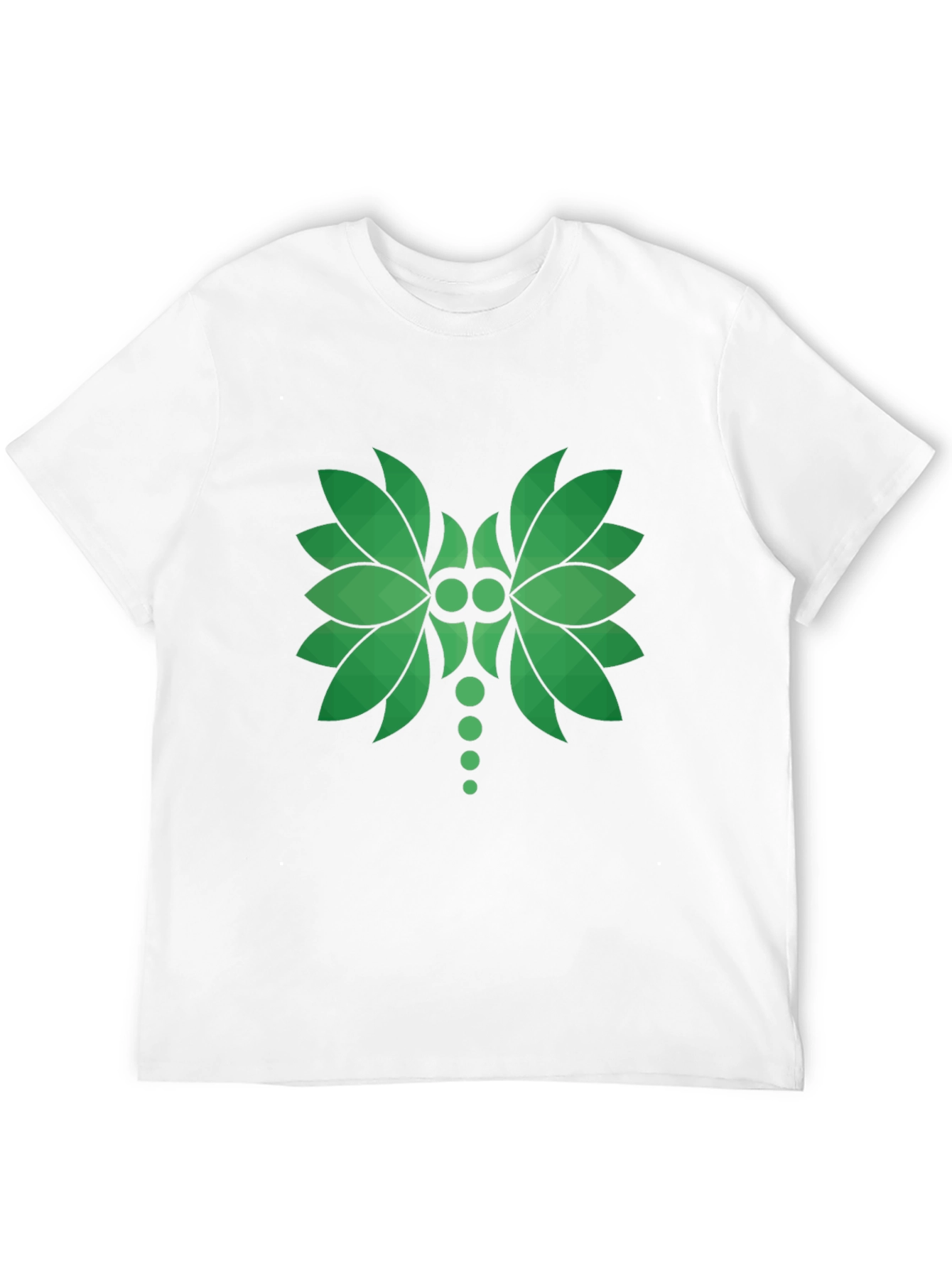 Green Leaf Geometric Graphic Black T-Shirt