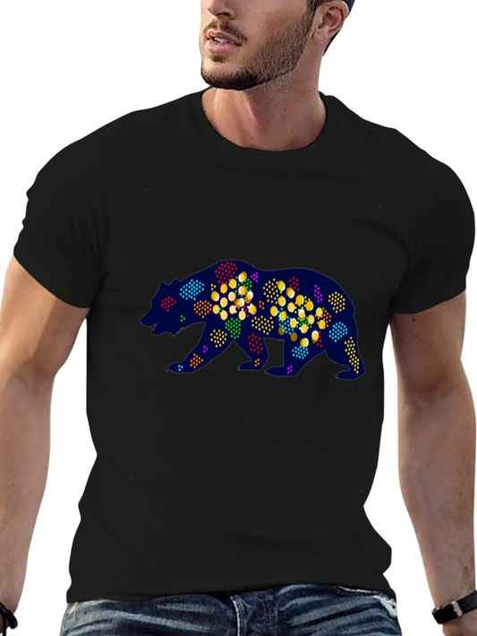 Abstract Bear Graphic Tee - Mens Black T-Shirt