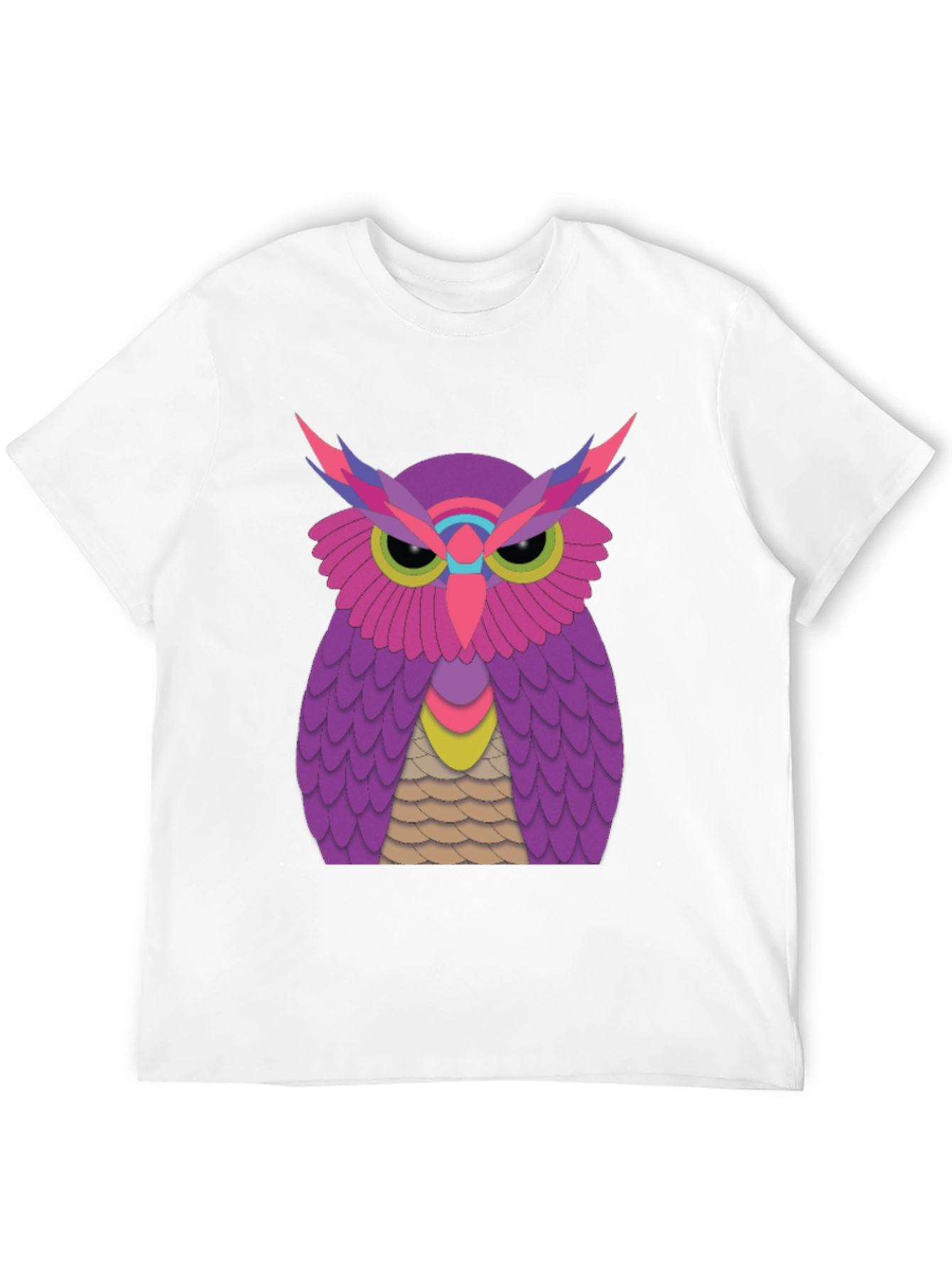 Funky Owl Graphic Tee - Black Cotton T-Shirt