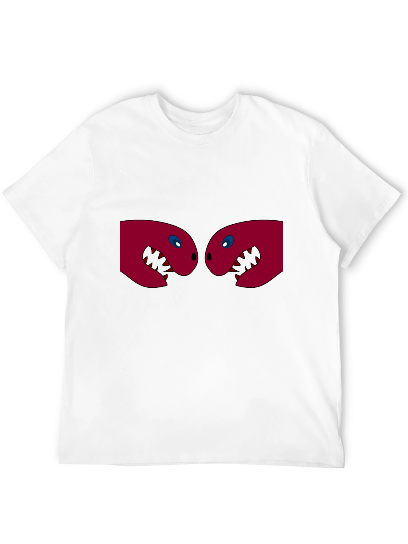 Black T-Shirt with Two Red Monster Heads Graphic