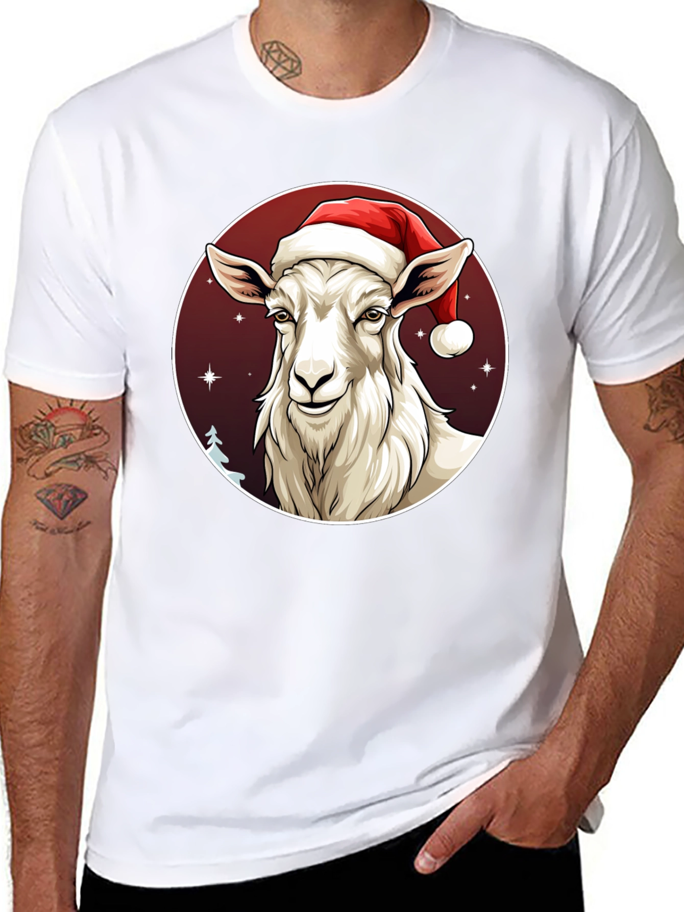 Christmas Goat T-Shirt - Holiday Animal Graphic Tee