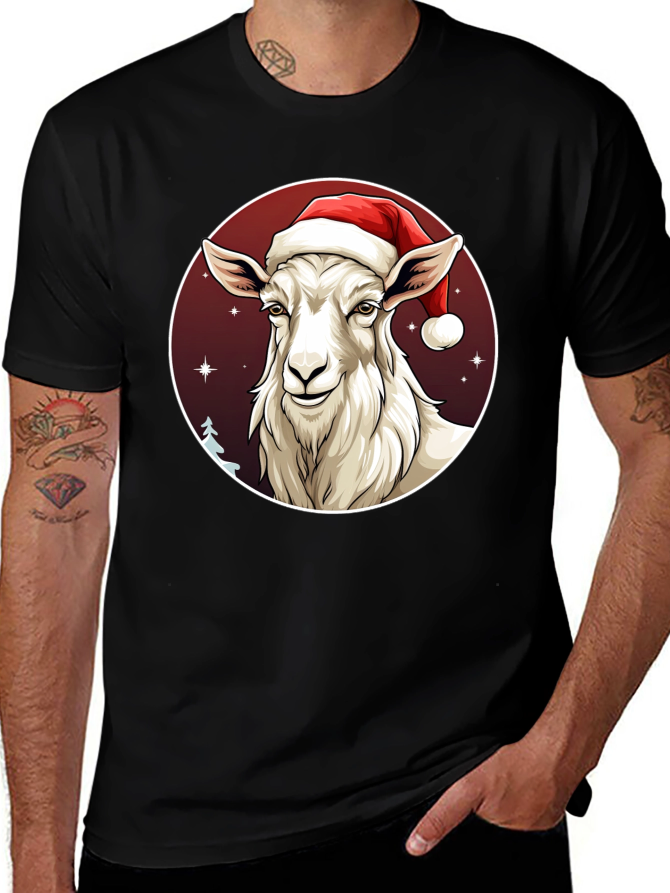 Christmas Goat T-Shirt - Holiday Animal Graphic Tee