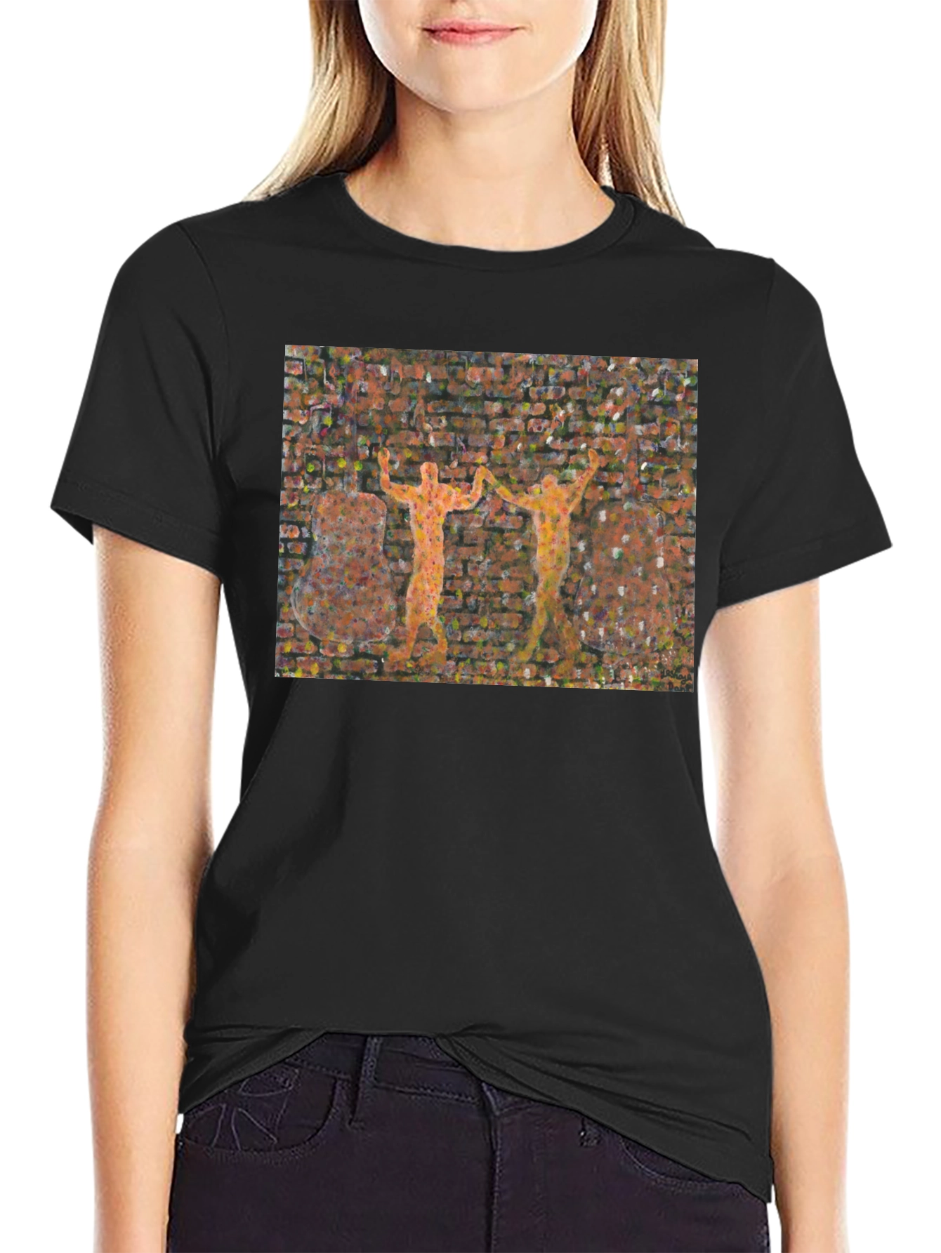 Abstract Brick Wall Graphic T-Shirt