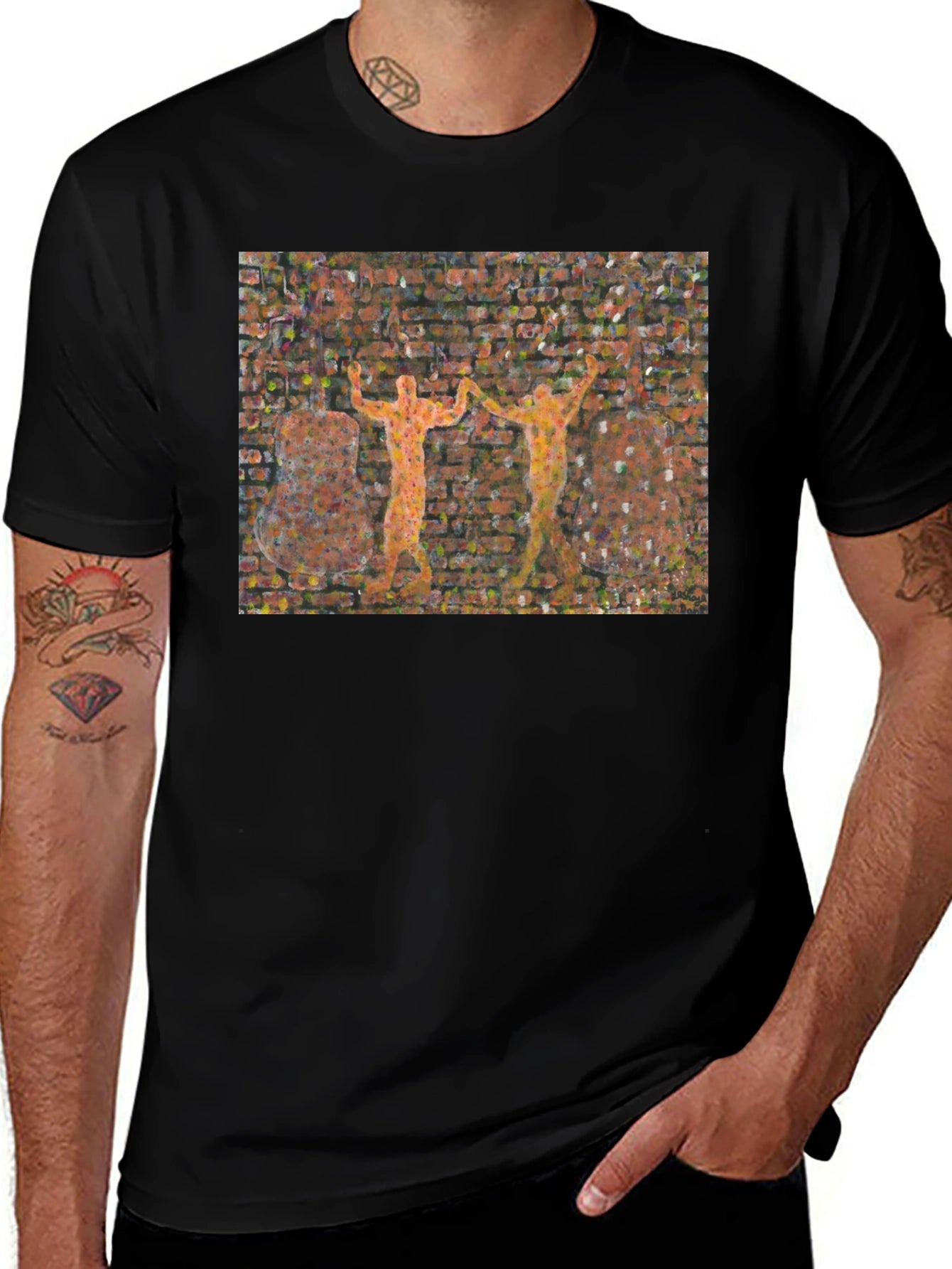 Abstract Brick Wall Graphic T-Shirt