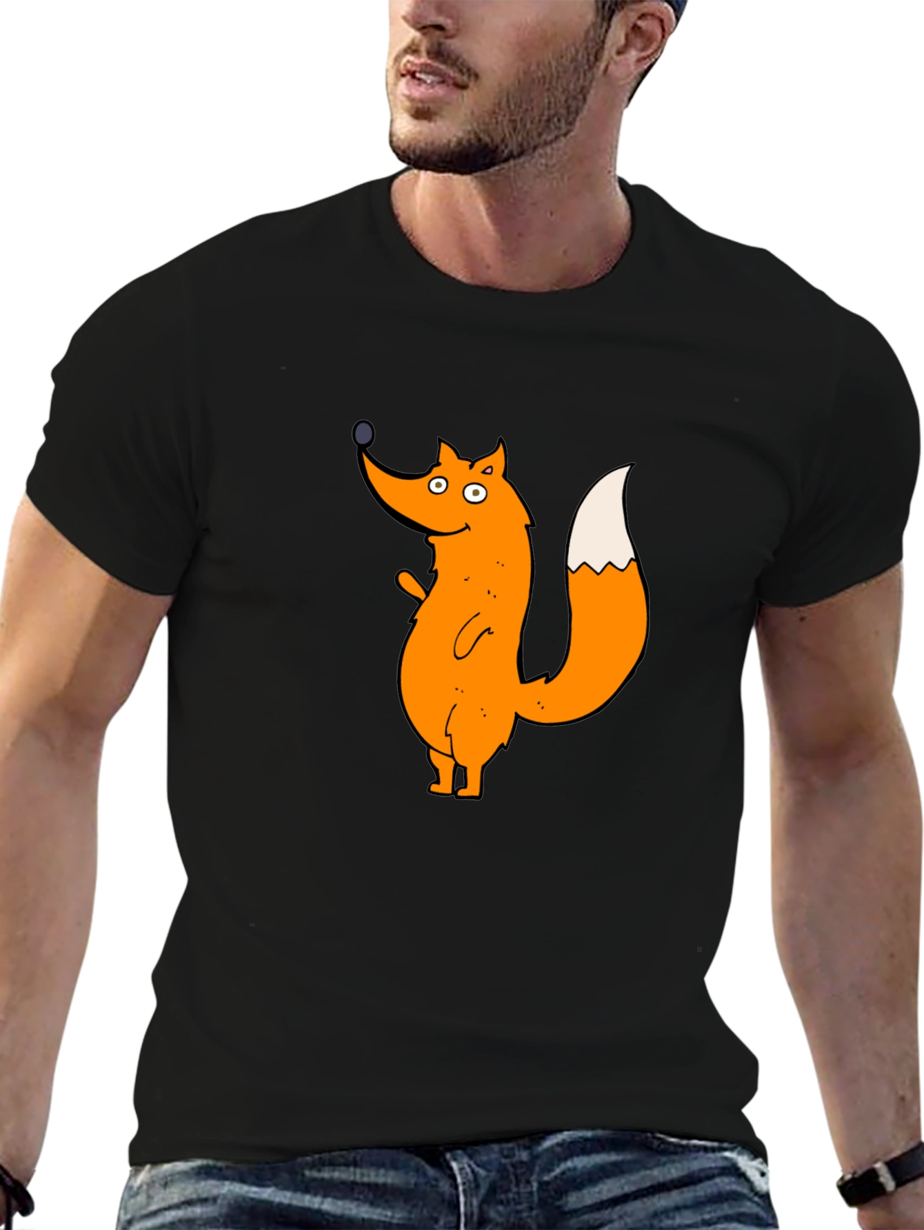 Cartoon Fox Graphic T-Shirt