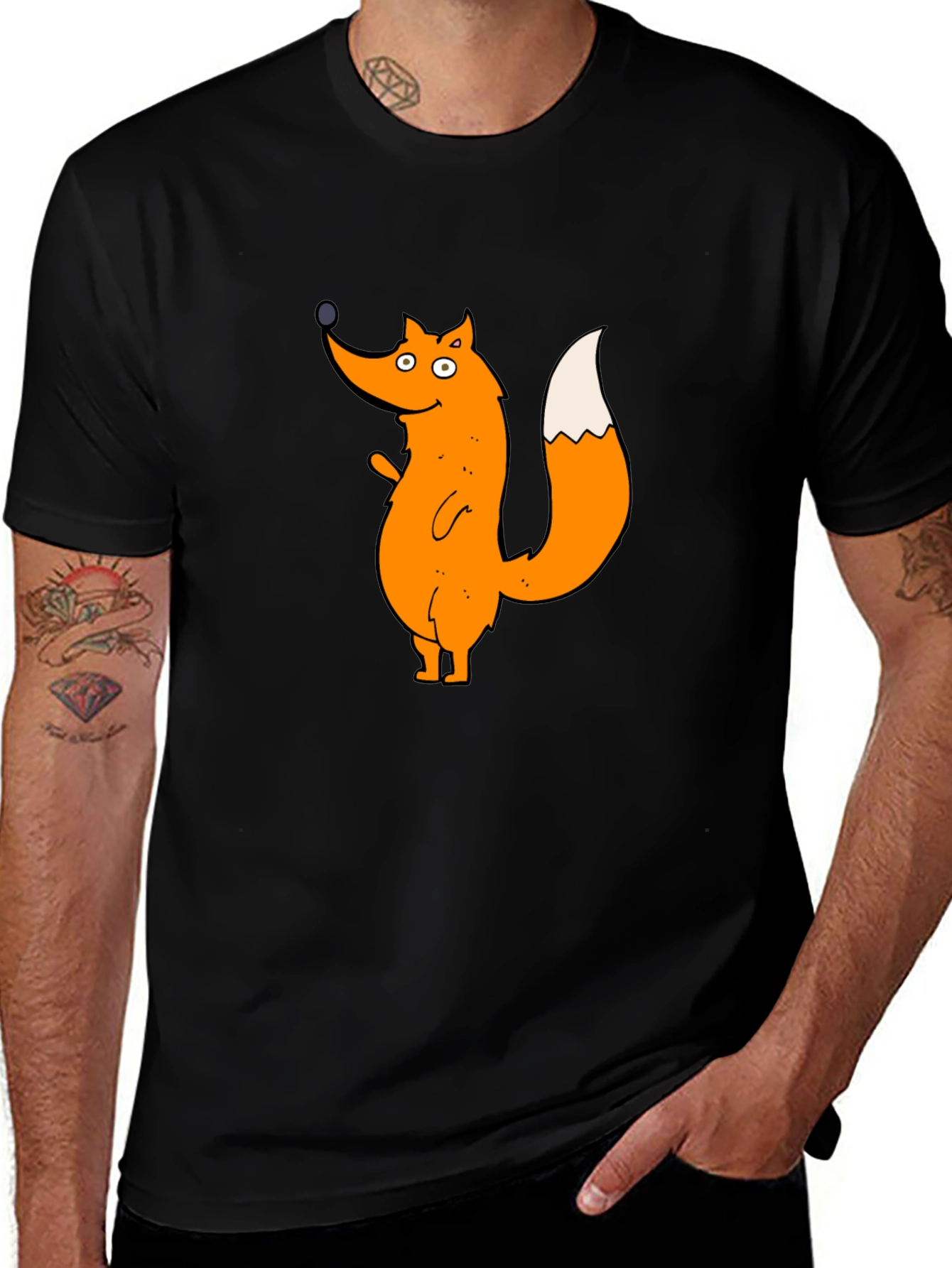 Cartoon Fox Graphic T-Shirt