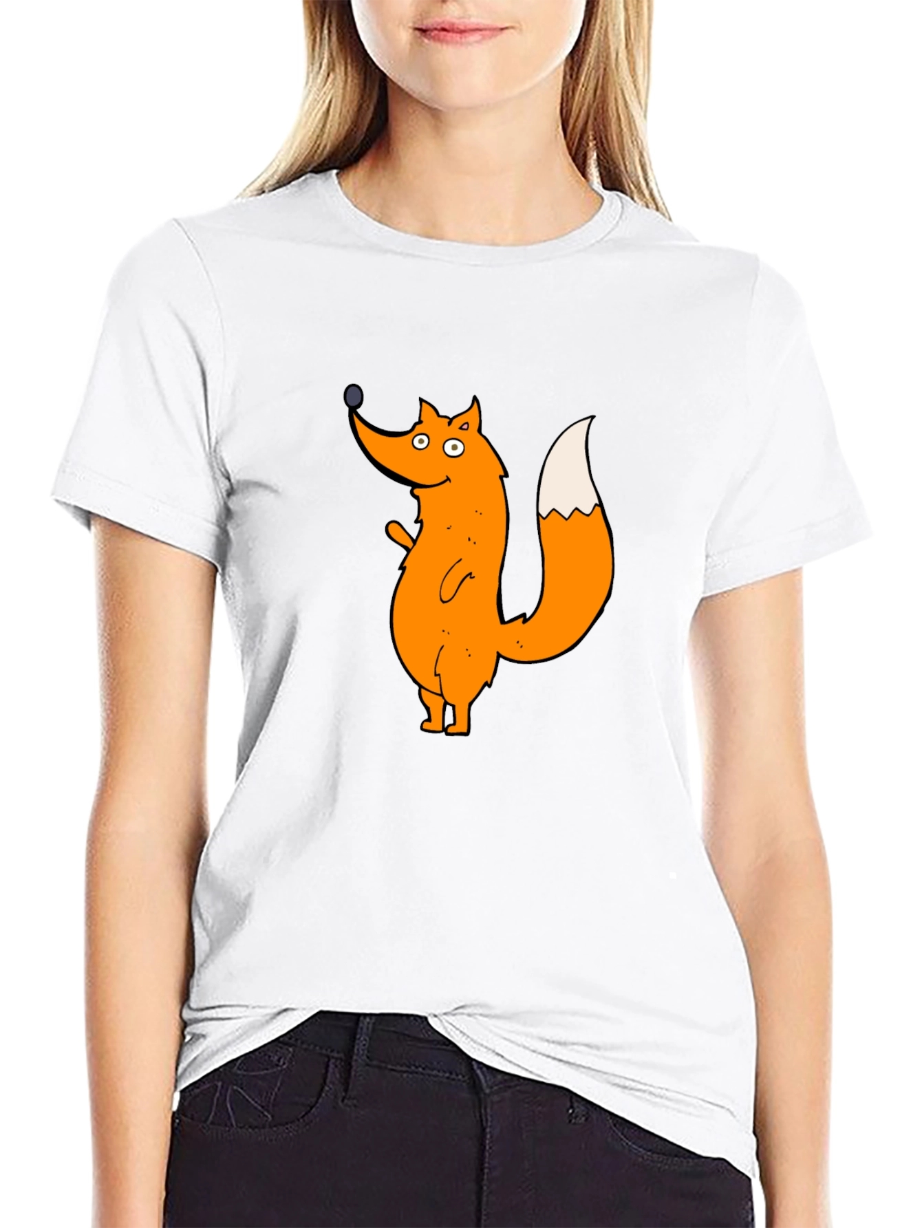 Cartoon Fox Graphic T-Shirt