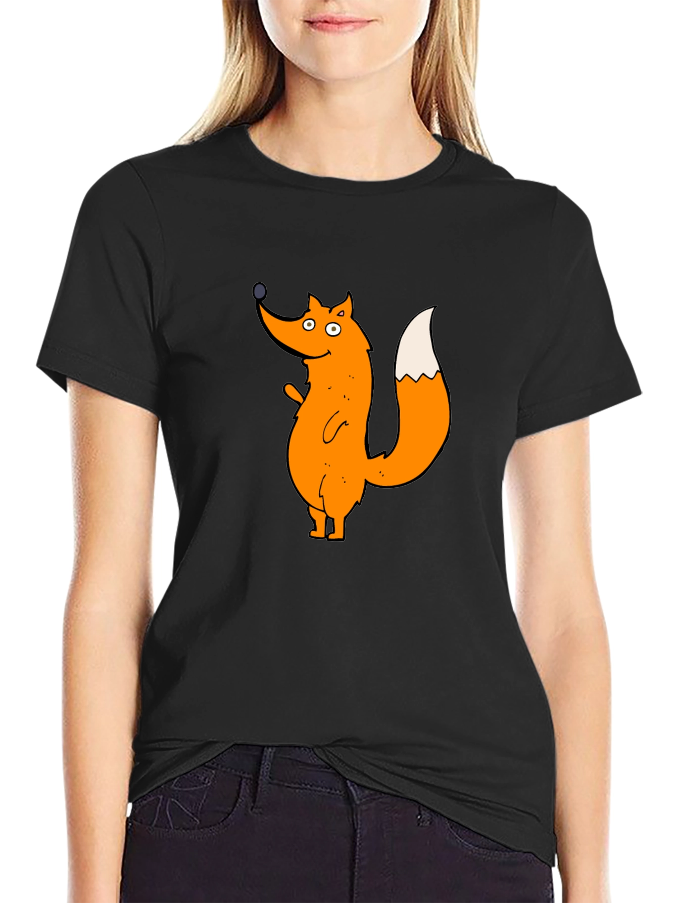 Cartoon Fox Graphic T-Shirt