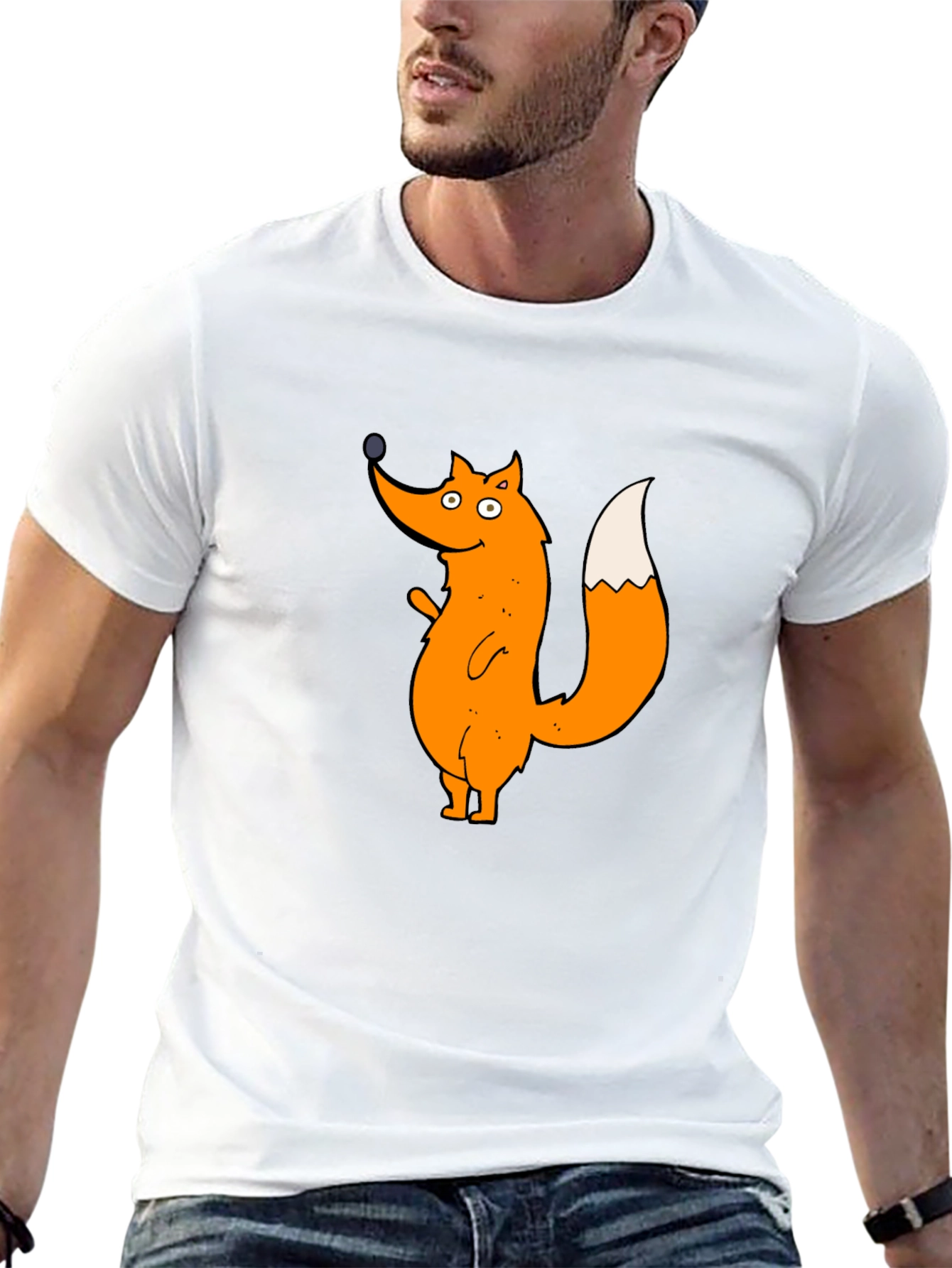 Cartoon Fox Graphic T-Shirt