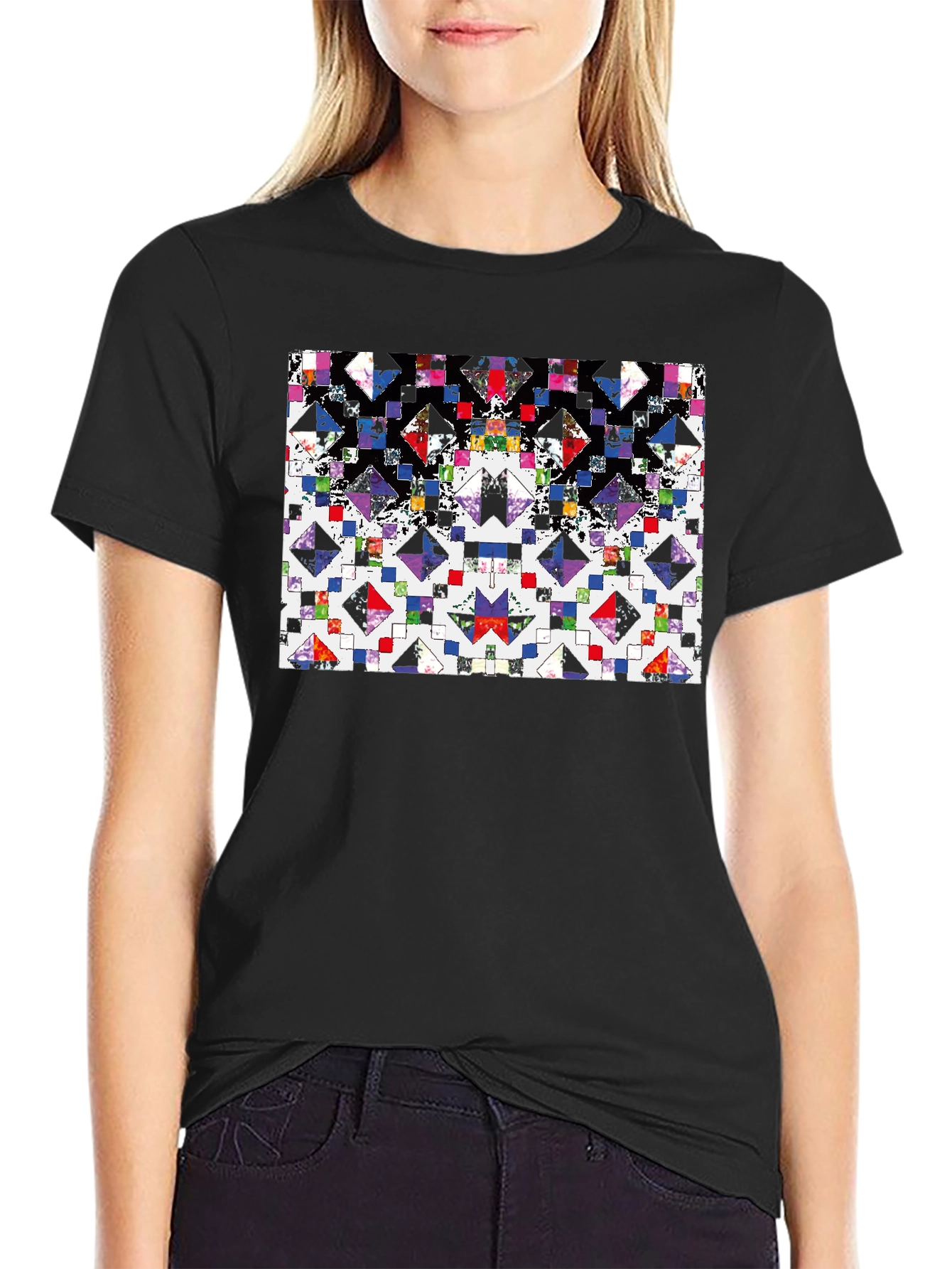 Abstract Geometric T-Shirt - Black