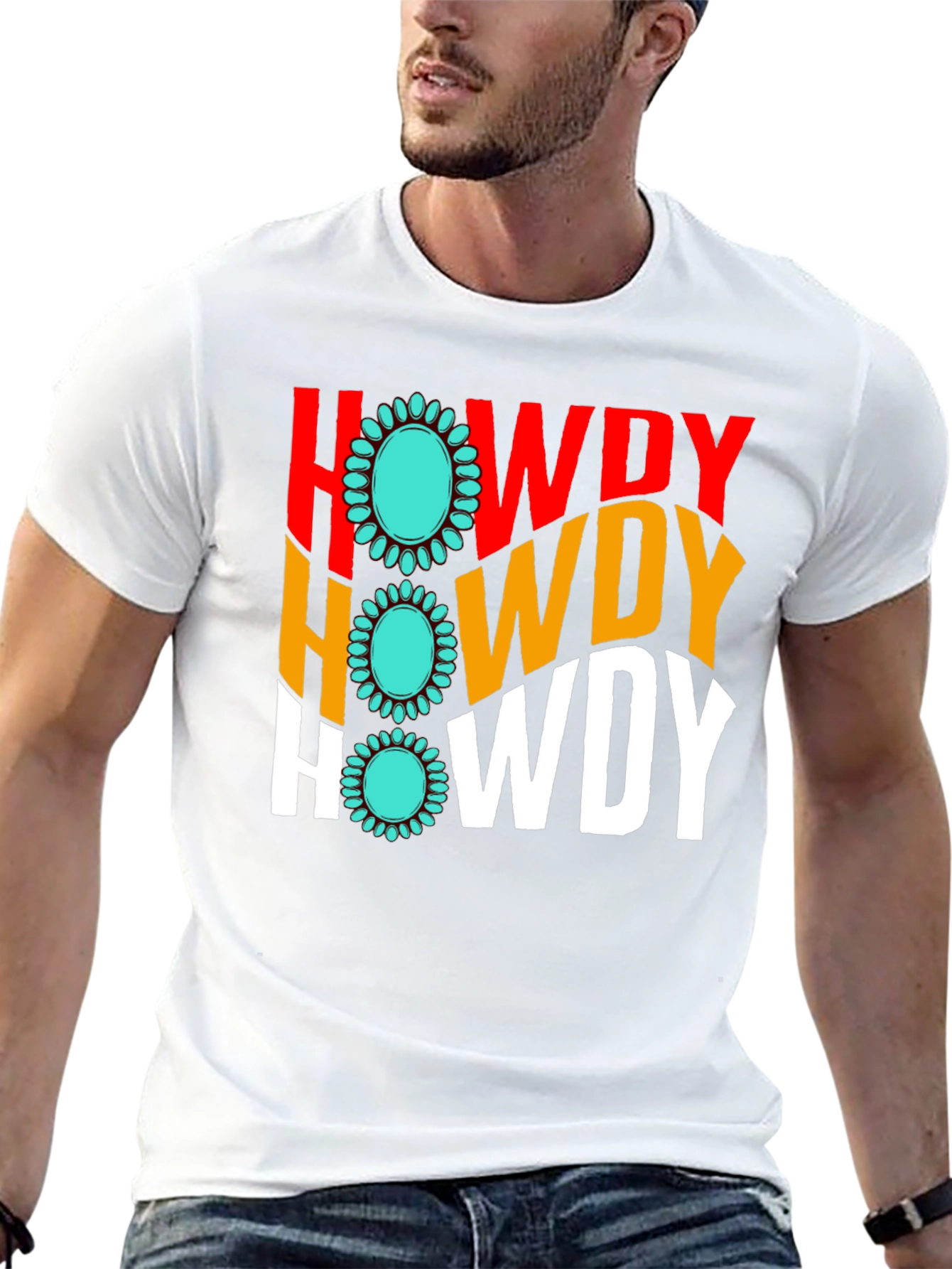 Howdy Turquoise Graphic T-Shirt