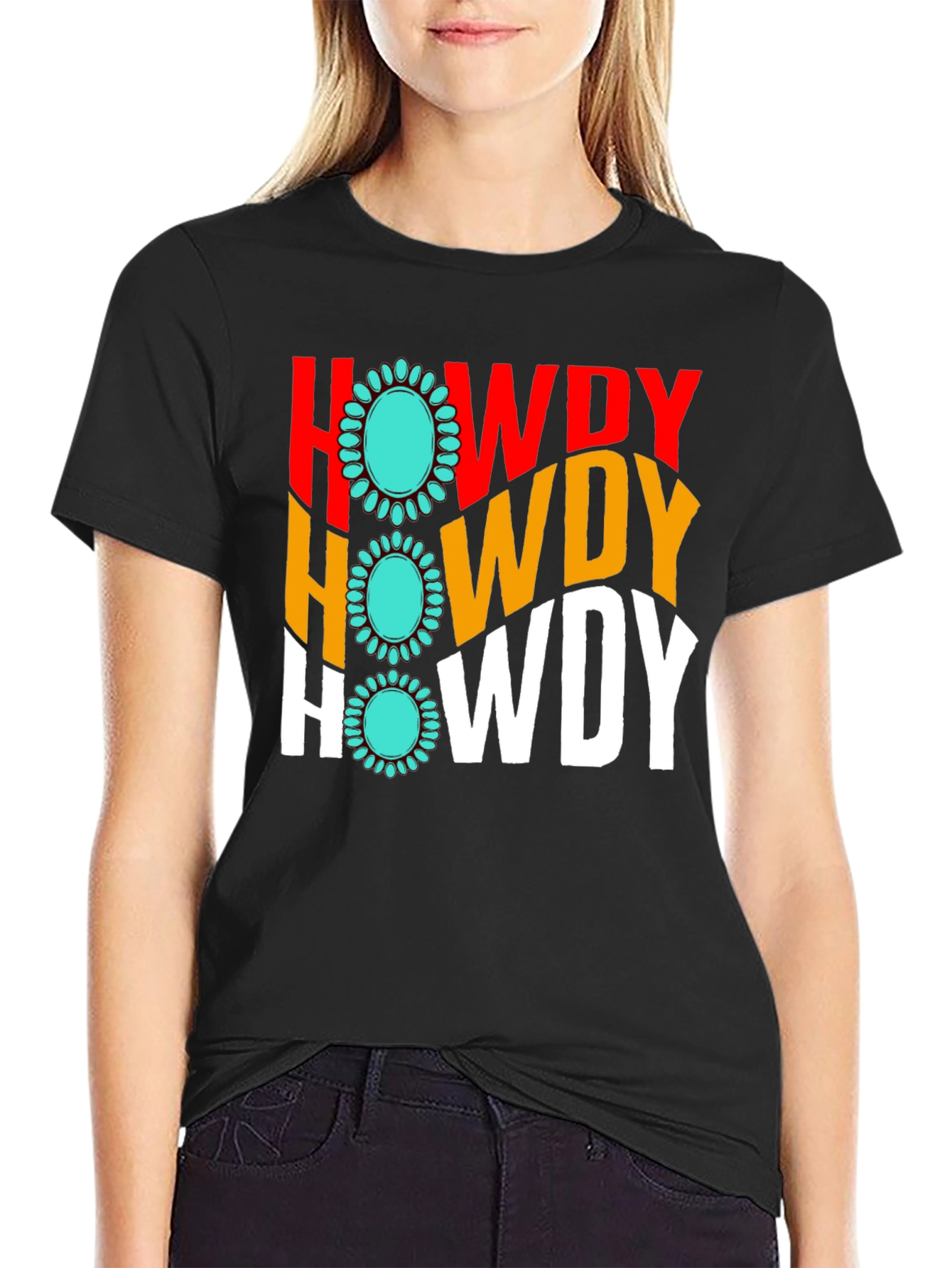 Howdy Turquoise Graphic T-Shirt