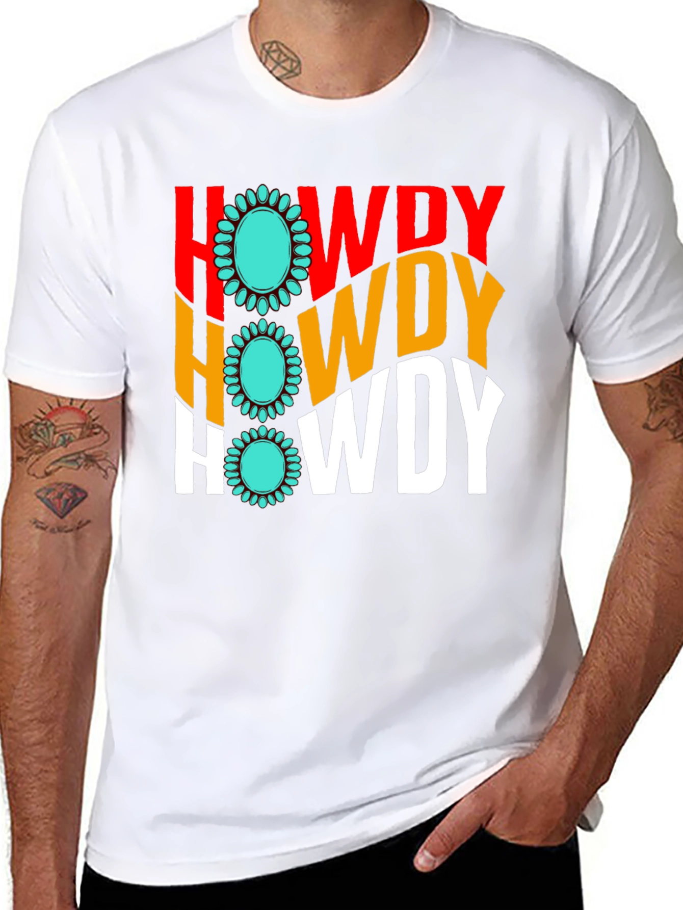 Howdy Turquoise Graphic T-Shirt