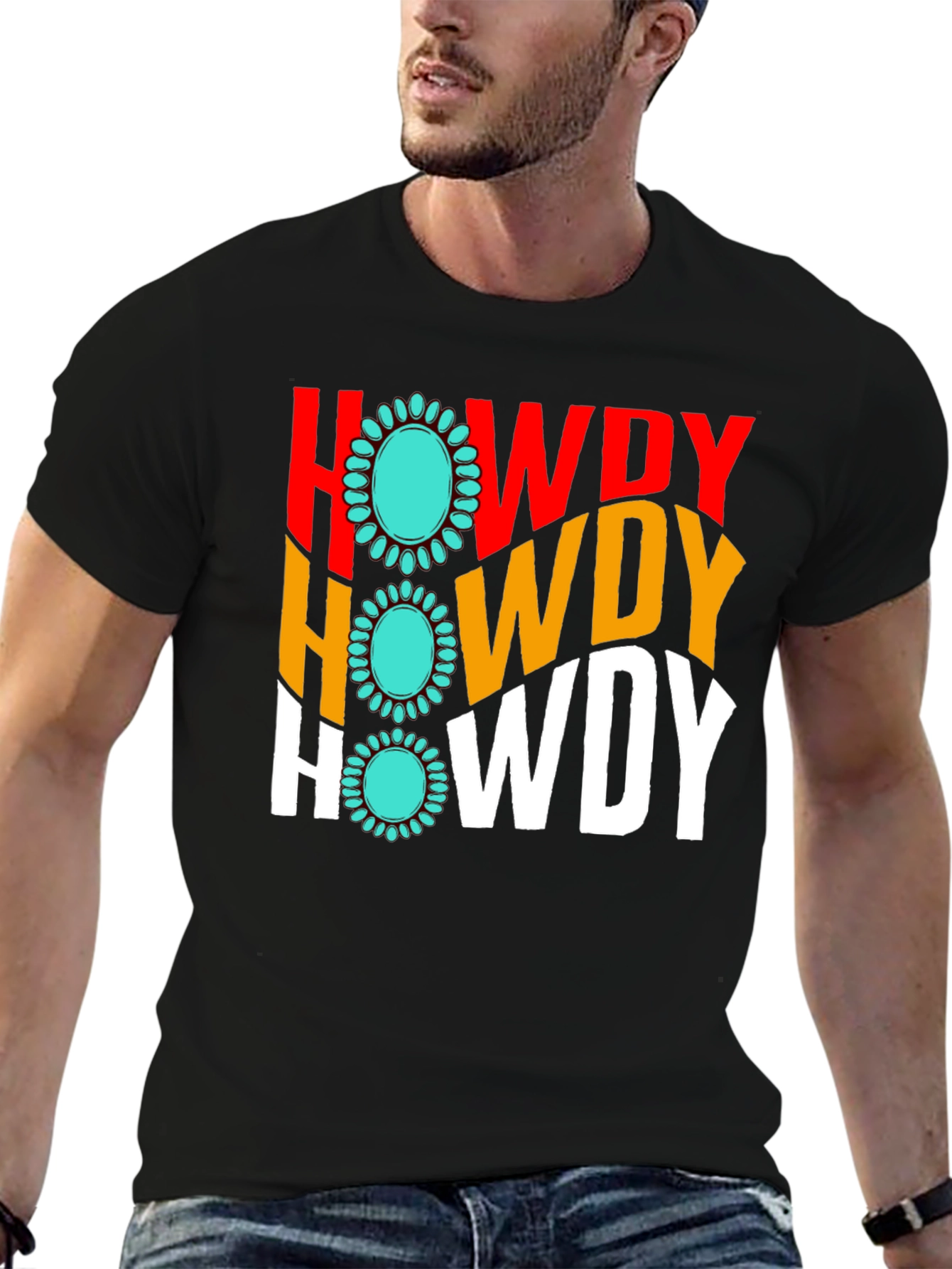 Howdy Turquoise Graphic T-Shirt