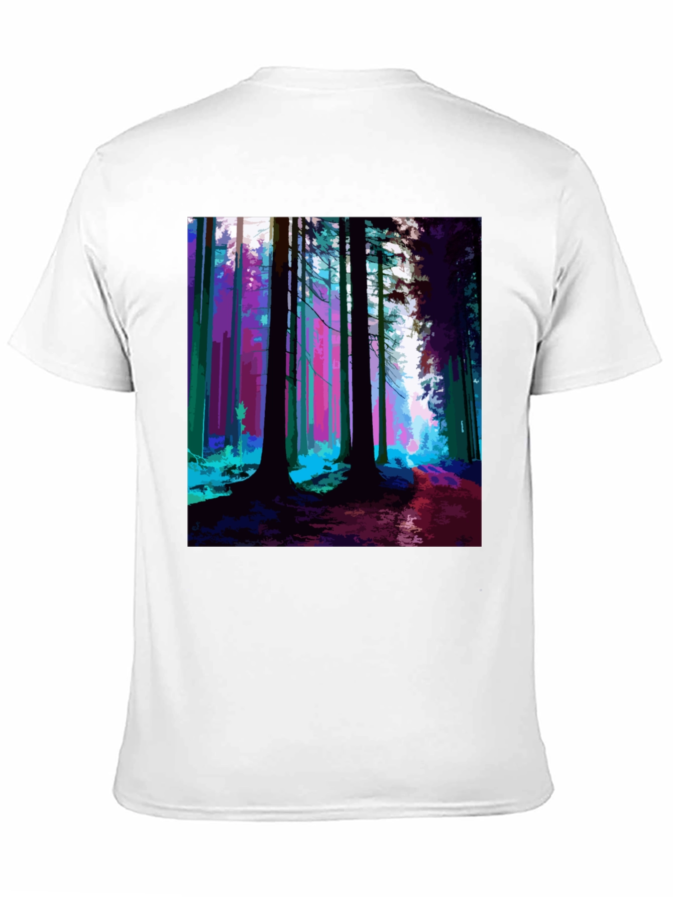 Vibrant Forest Print Black T-Shirt