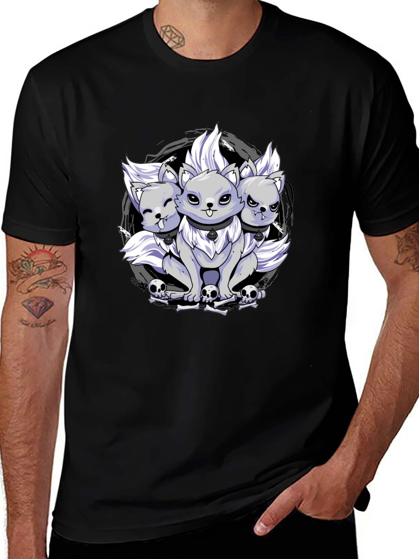 Three-Headed Monster Dog Black T-Shirt