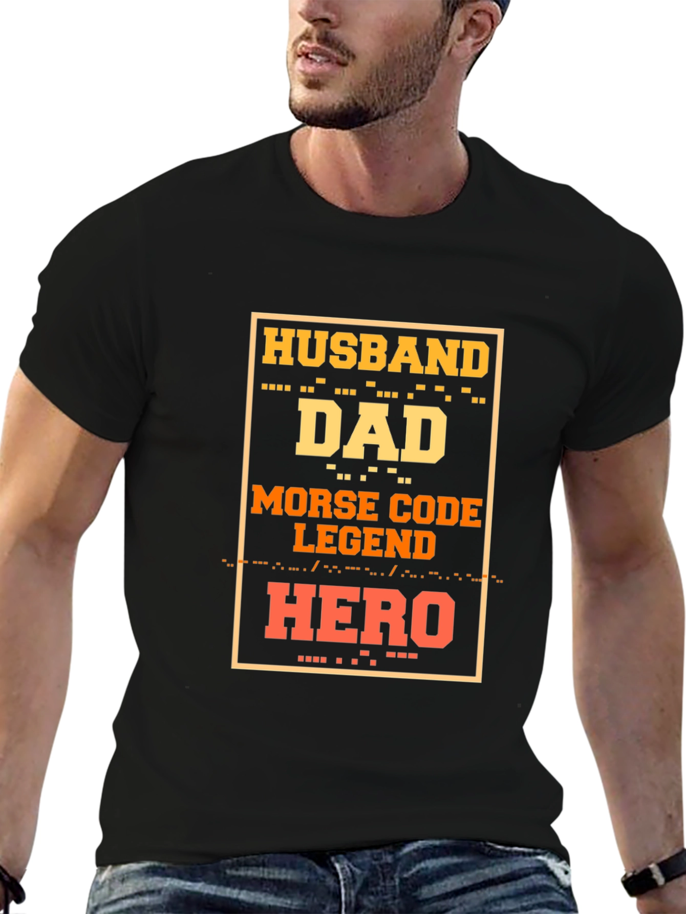Husband Dad Hero Morse Code Legend T-Shirt