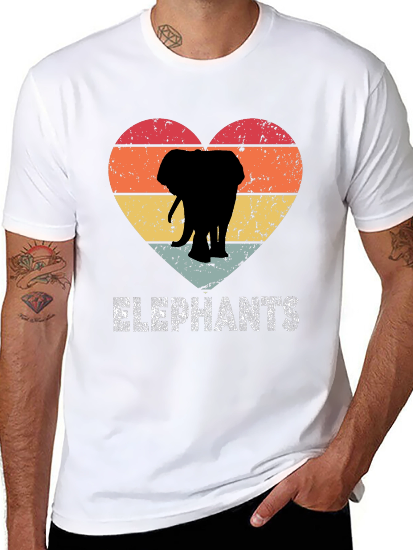 Elephant Heart Graphic Tee - Distressed Print