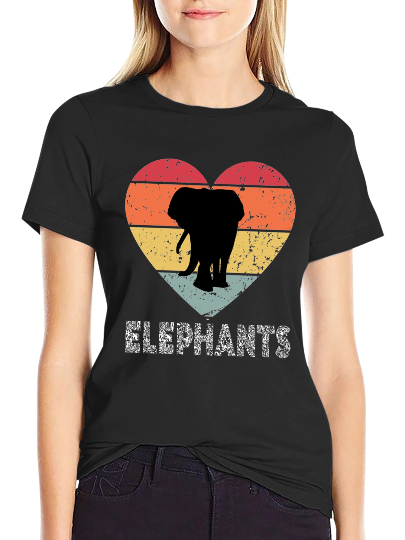 Elephant Heart Graphic Tee - Distressed Print