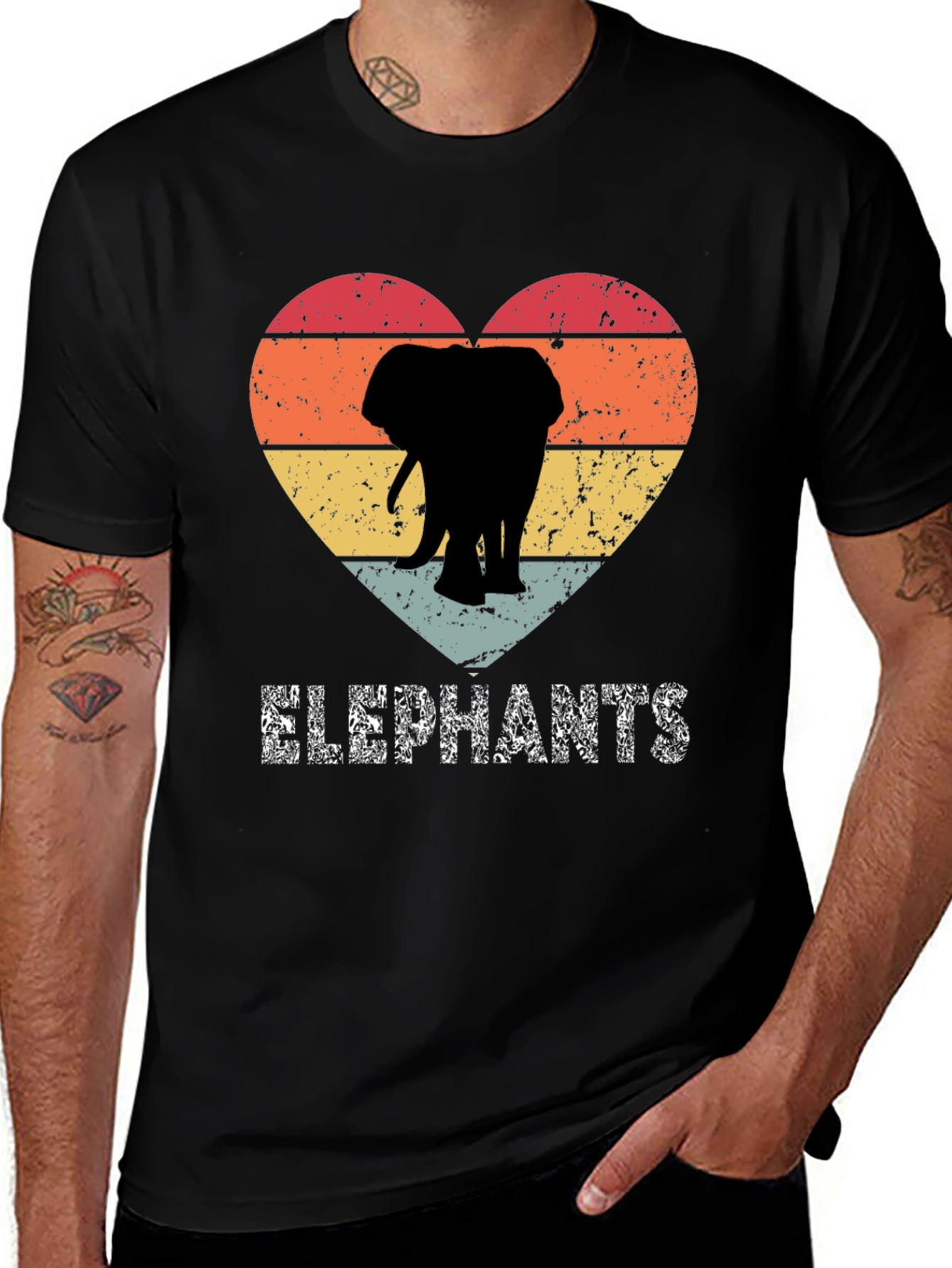 Elephant Heart Graphic Tee - Distressed Print