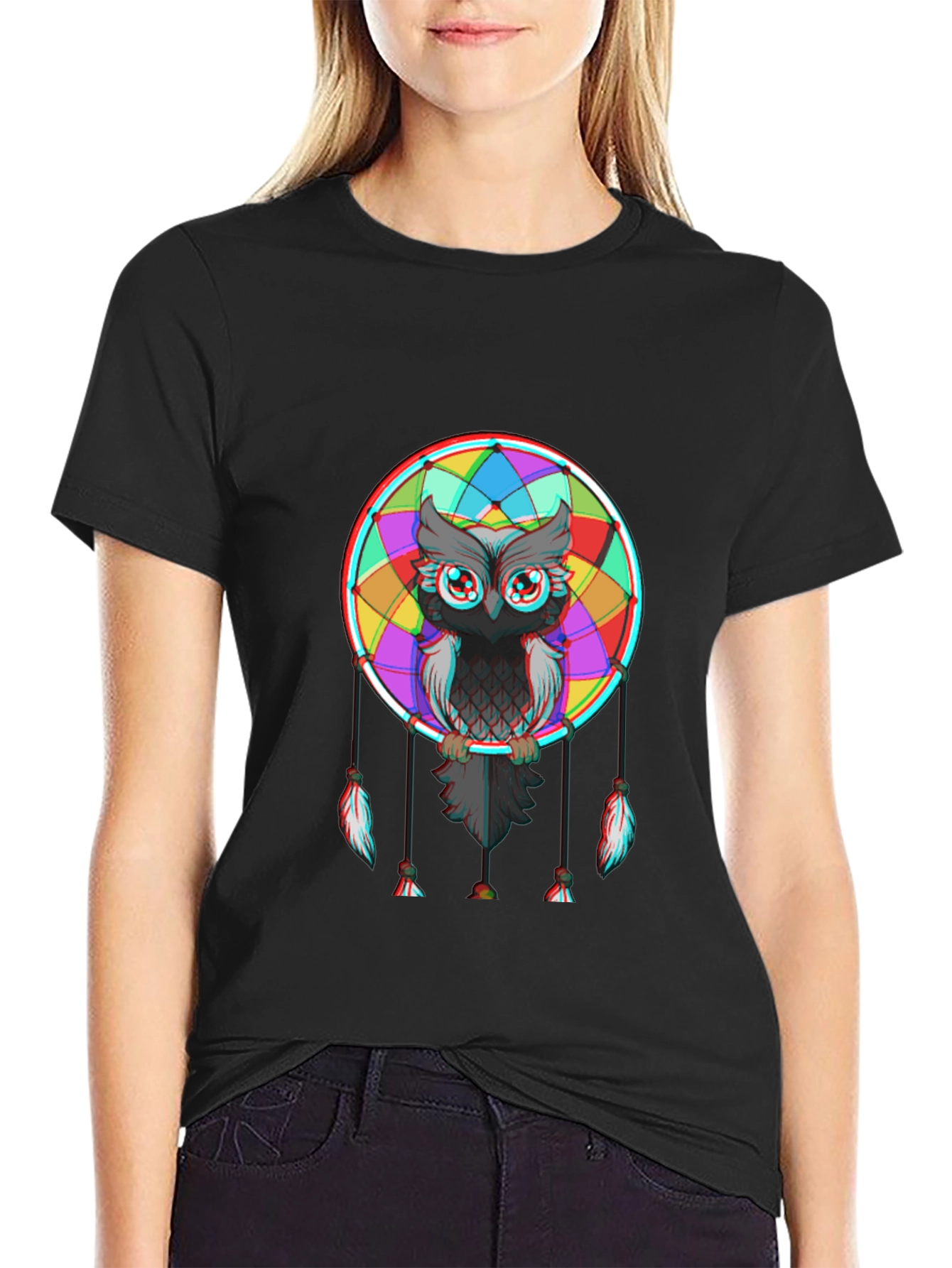 Owl Dreamcatcher Graphic Tee - Mens Black T-Shirt