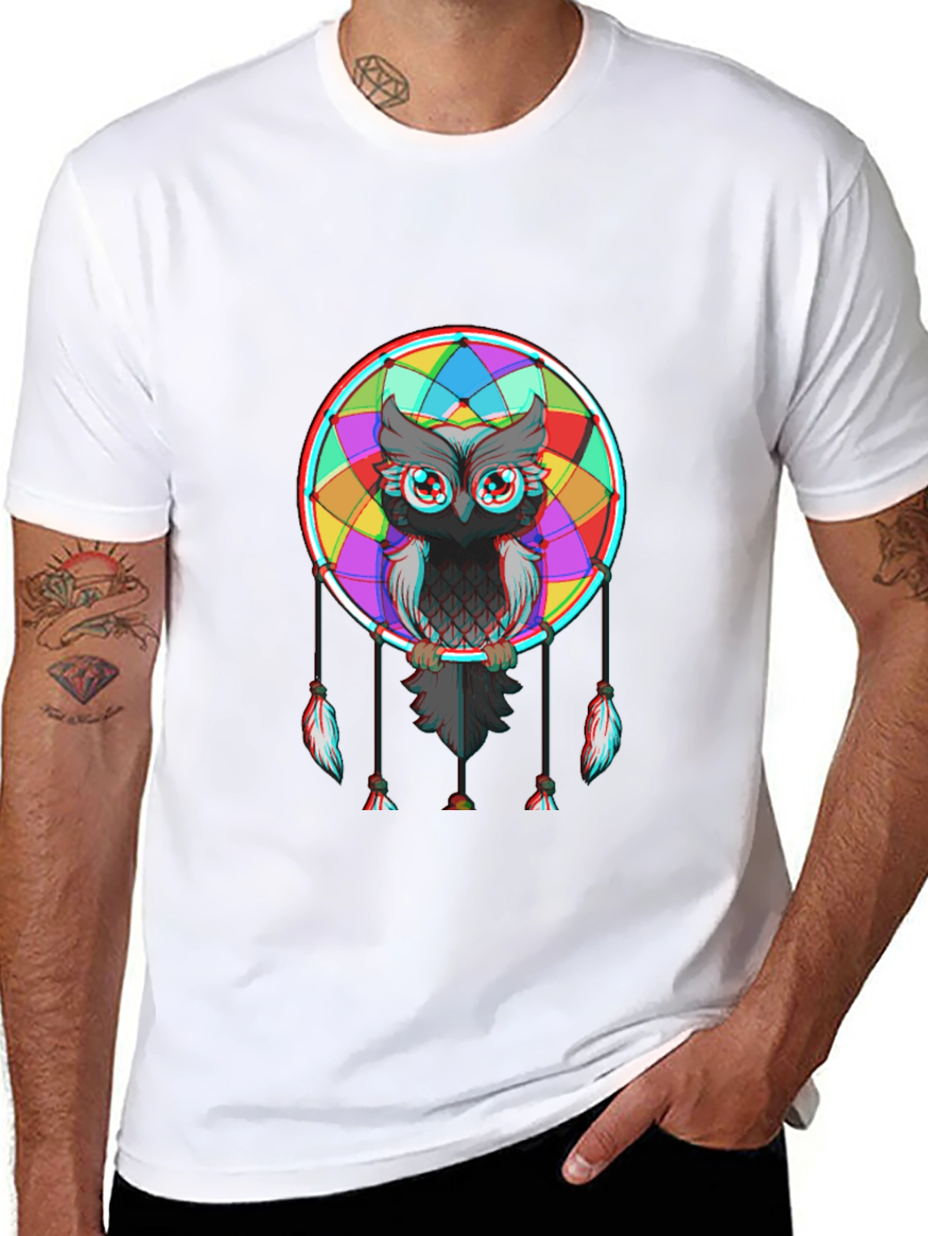 Owl Dreamcatcher Graphic Tee - Mens Black T-Shirt
