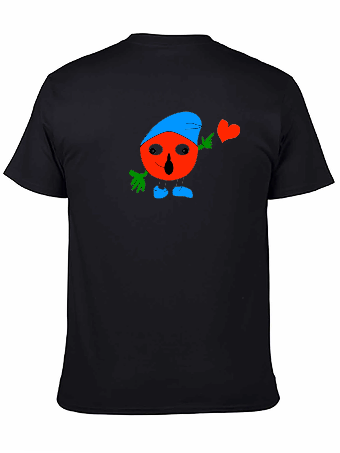 Fun Cartoon Heart Graphic Black T-Shirt