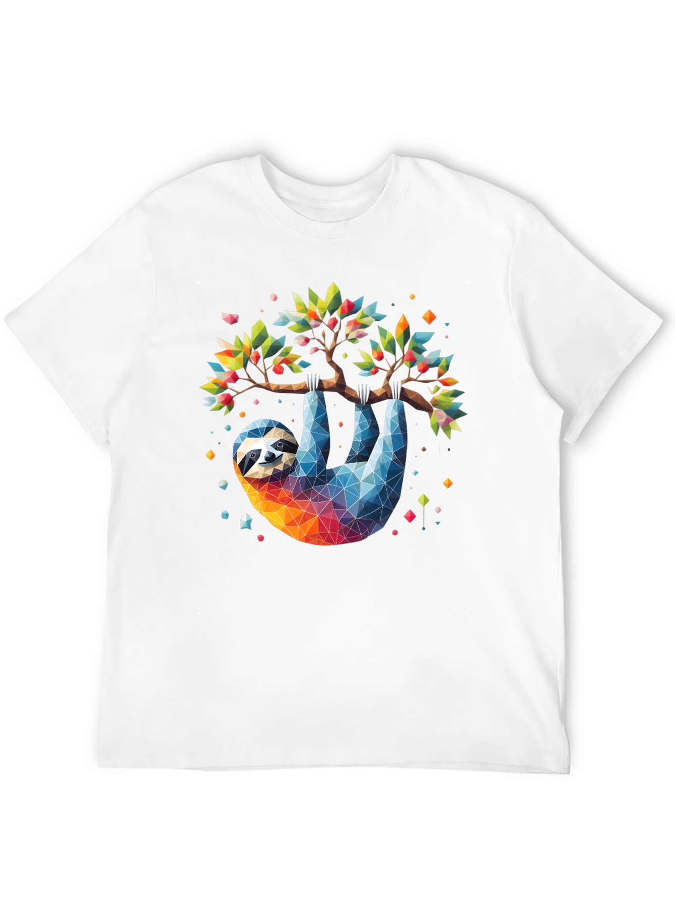 Geometric Sloth Graphic Tee - Black
