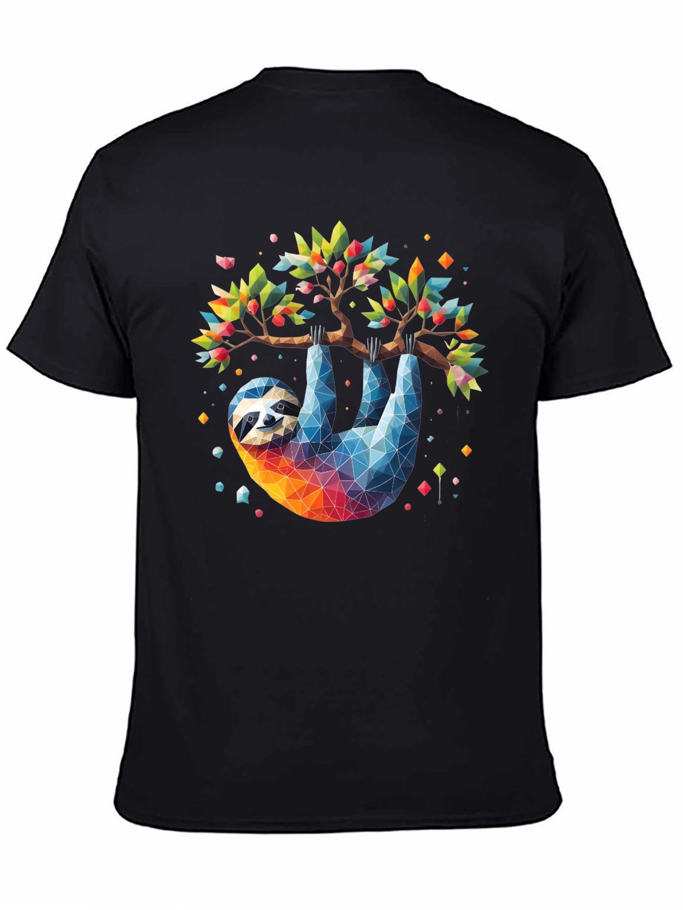 Geometric Sloth Graphic Tee - Black