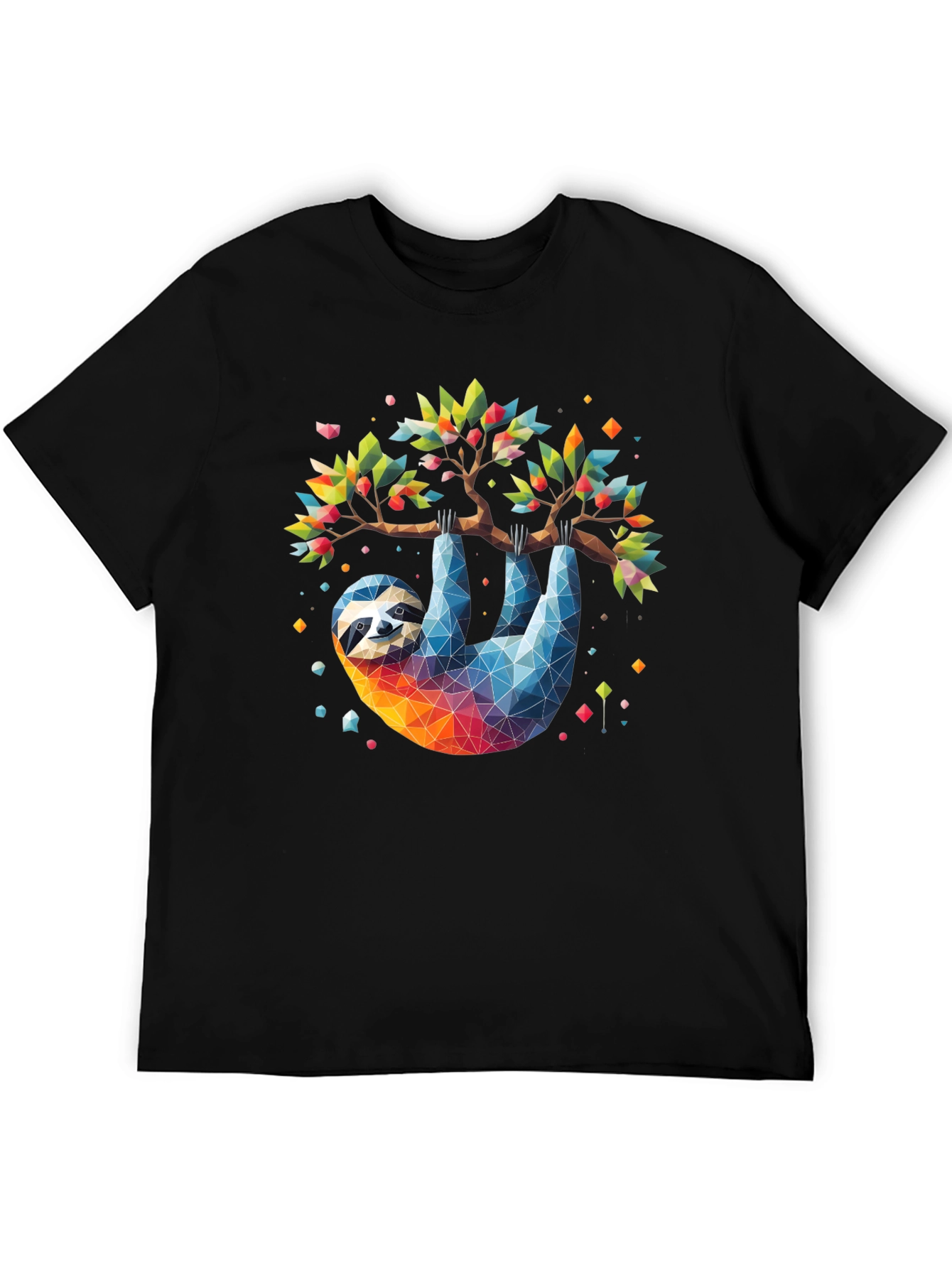 Geometric Sloth Graphic Tee - Black