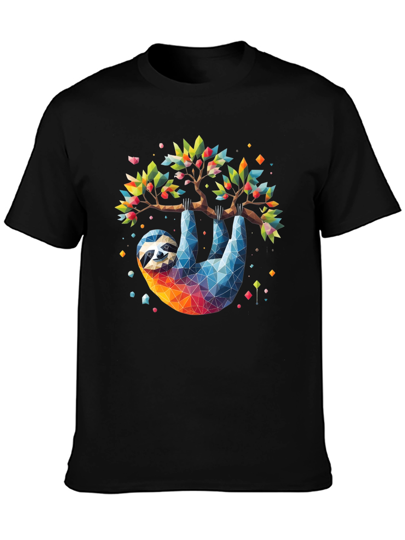 Geometric Sloth Graphic Tee - Black