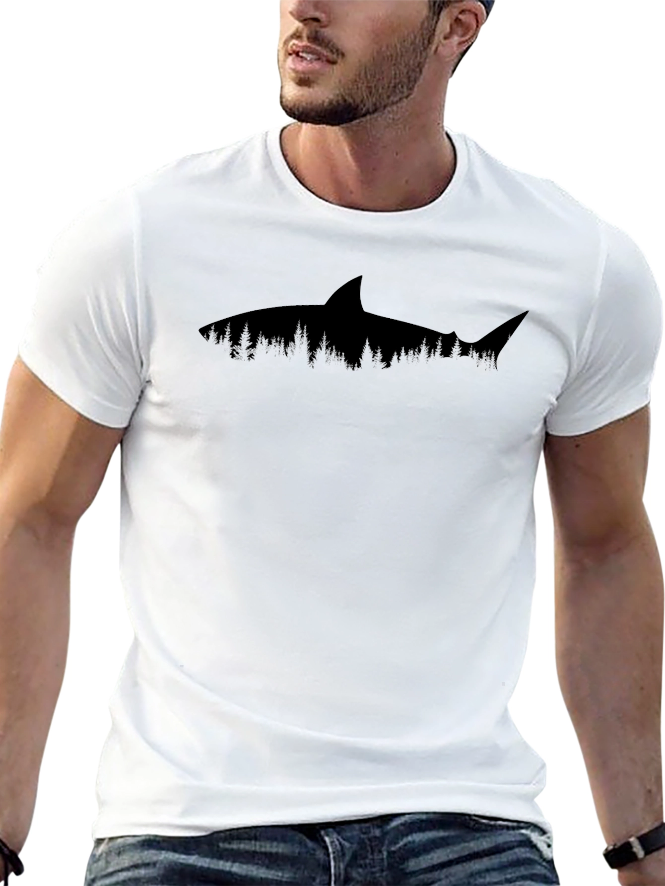 Shark Forest Graphic Tee - Mens Black T-Shirt