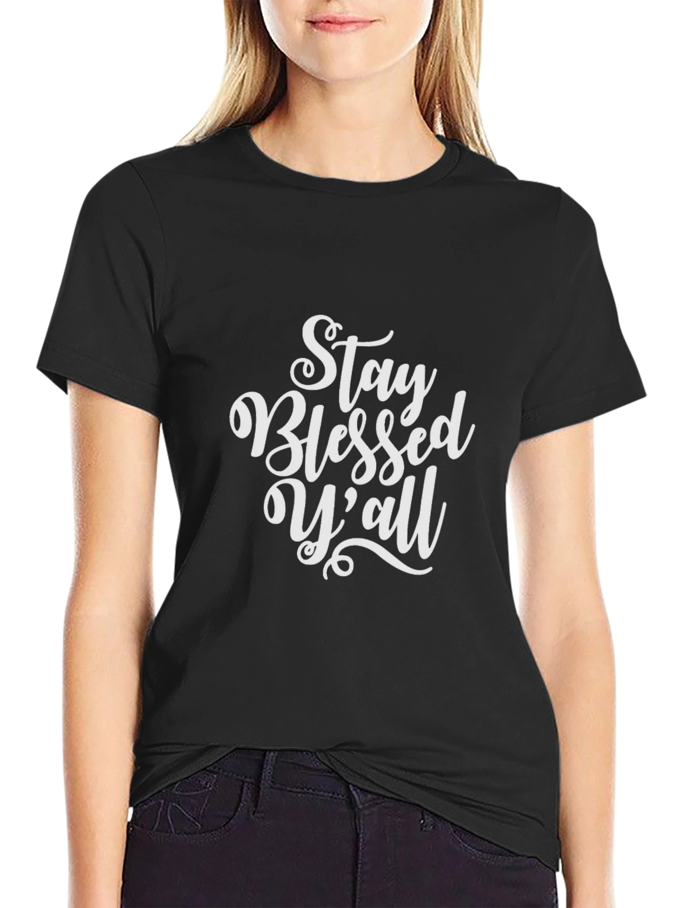 Stay Blessed Yall Black Graphic Tee