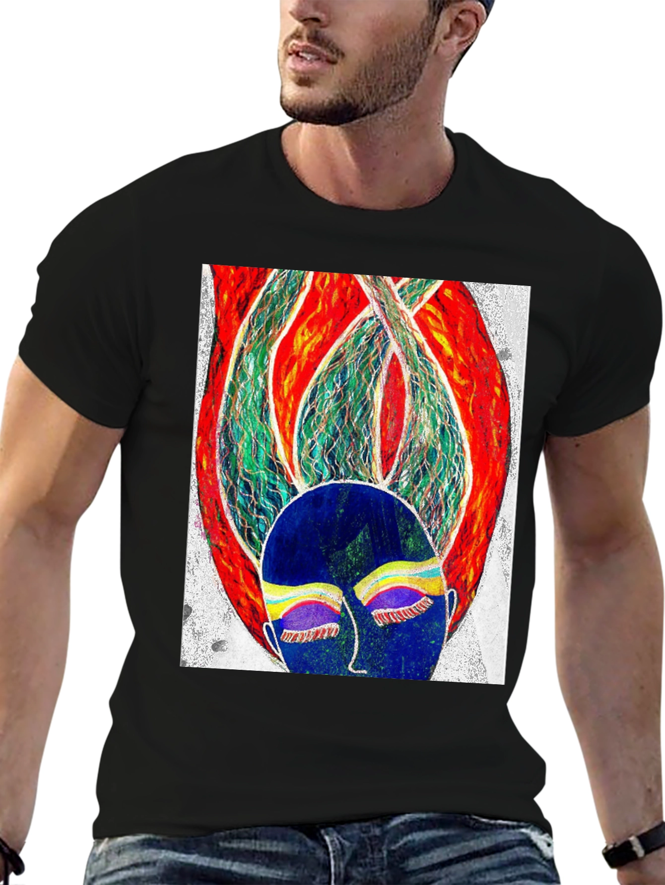 Abstract Art Graphic Tee - Black