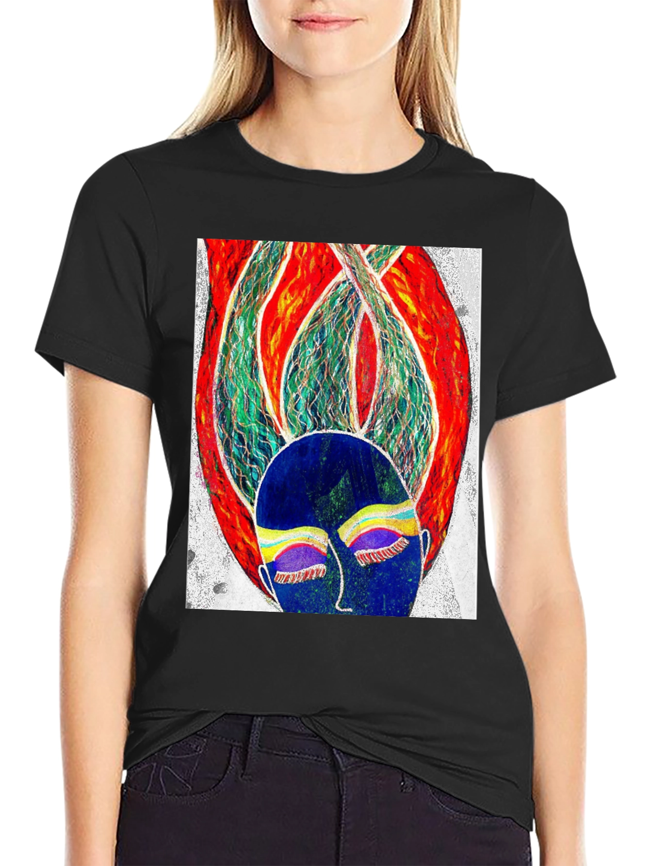 Abstract Art Graphic Tee - Black