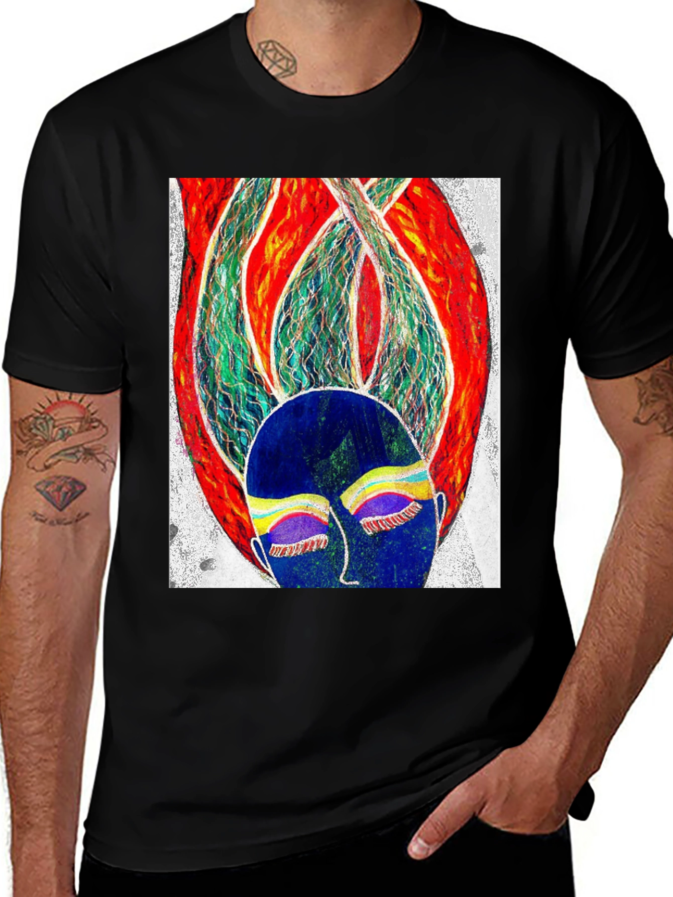 Abstract Art Graphic Tee - Black