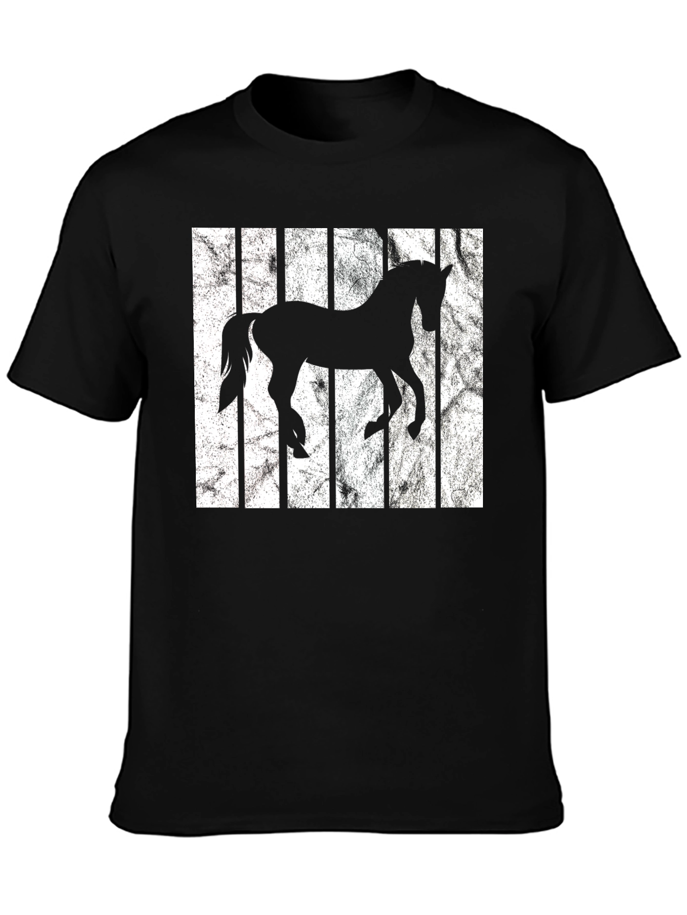 Horse Silhouette Striped Graphic Tee