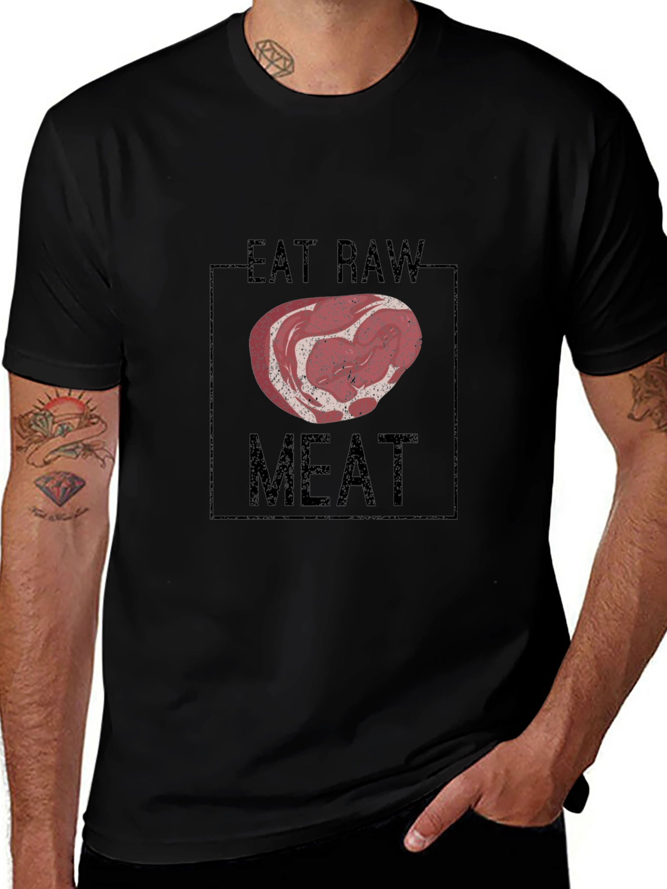 Eat Raw Meat Black Graphic Tee