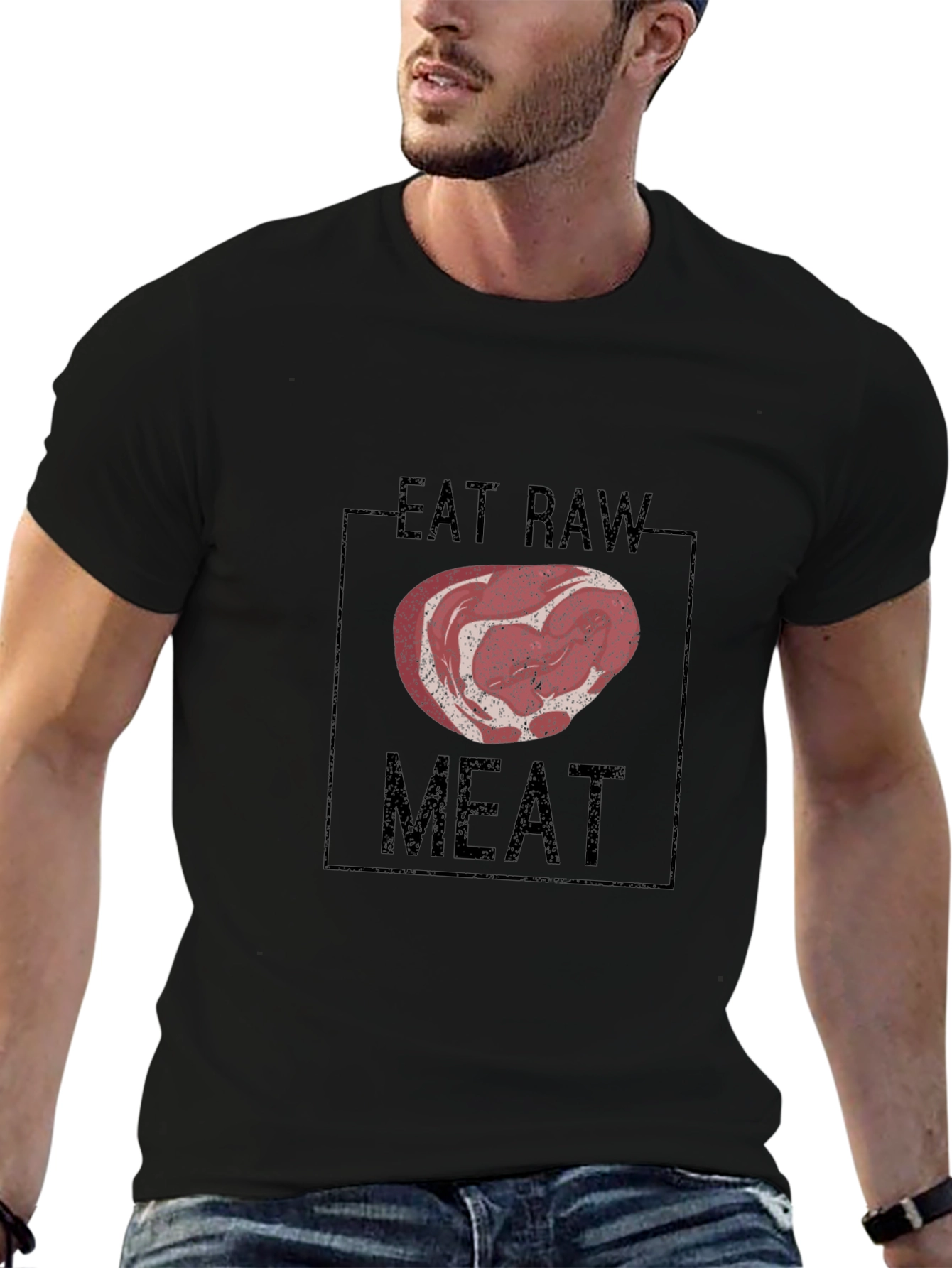 Eat Raw Meat Black Graphic Tee