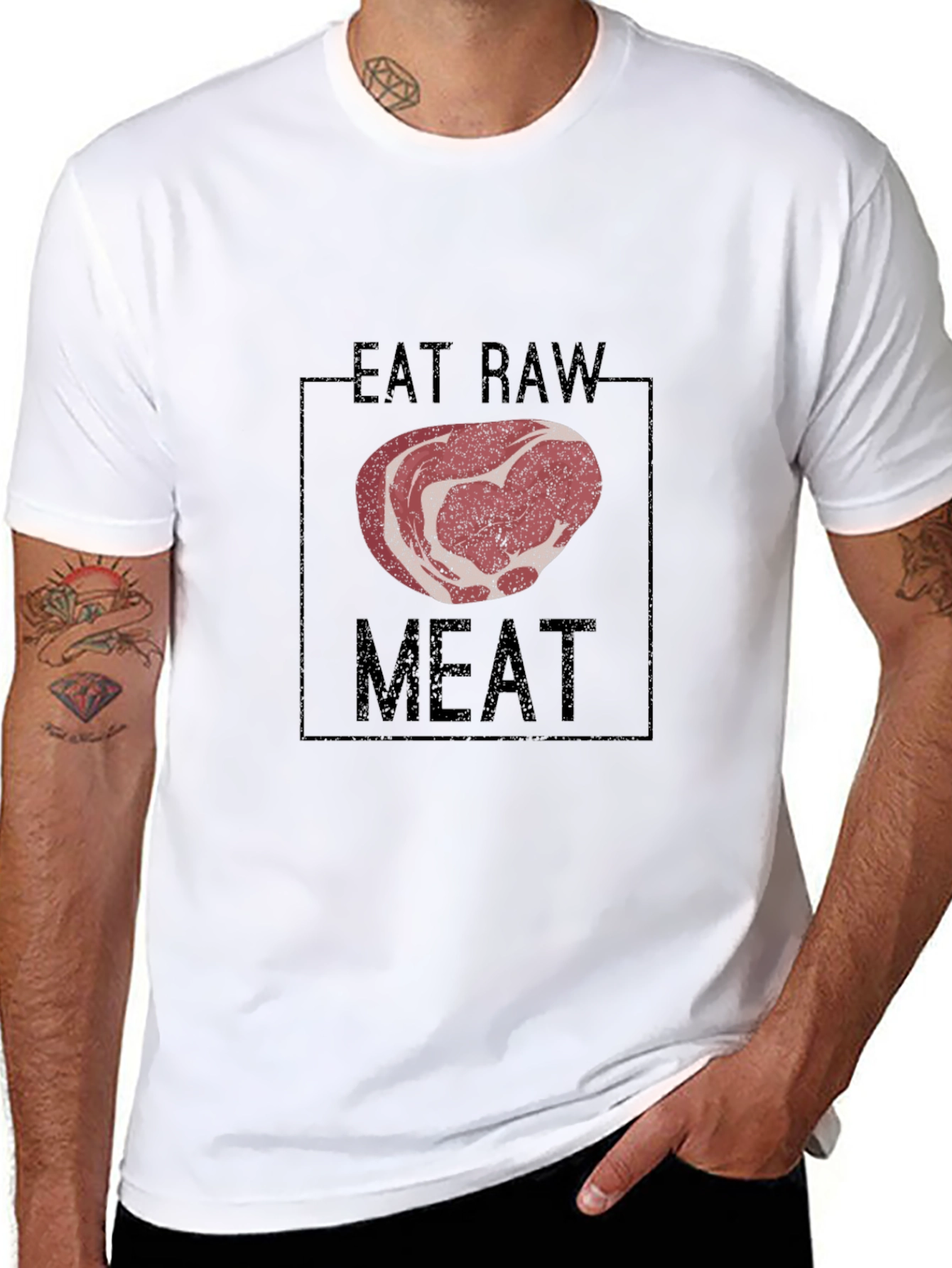 Eat Raw Meat Black Graphic Tee