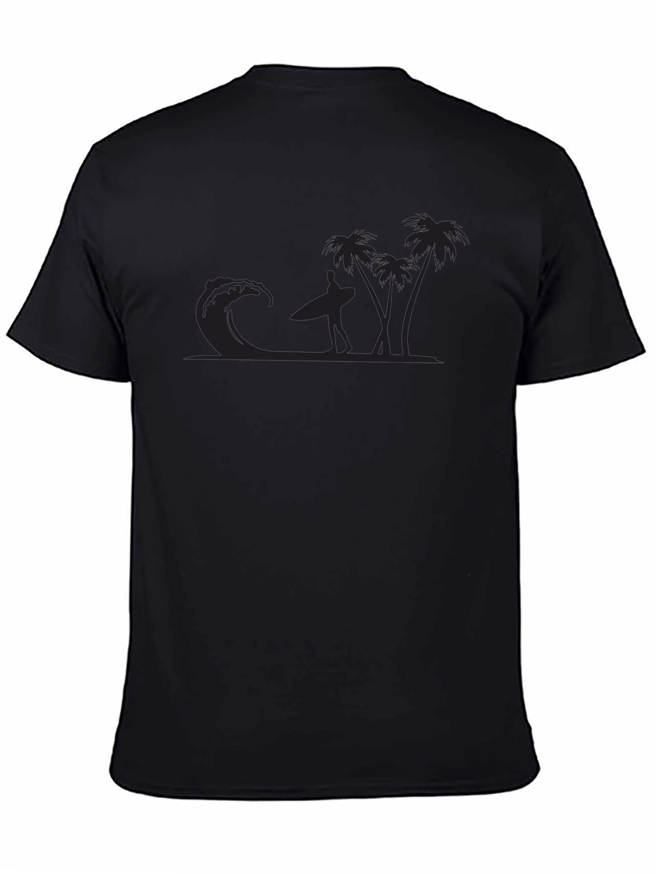 Cool Black T-Shirt with Surfer Design