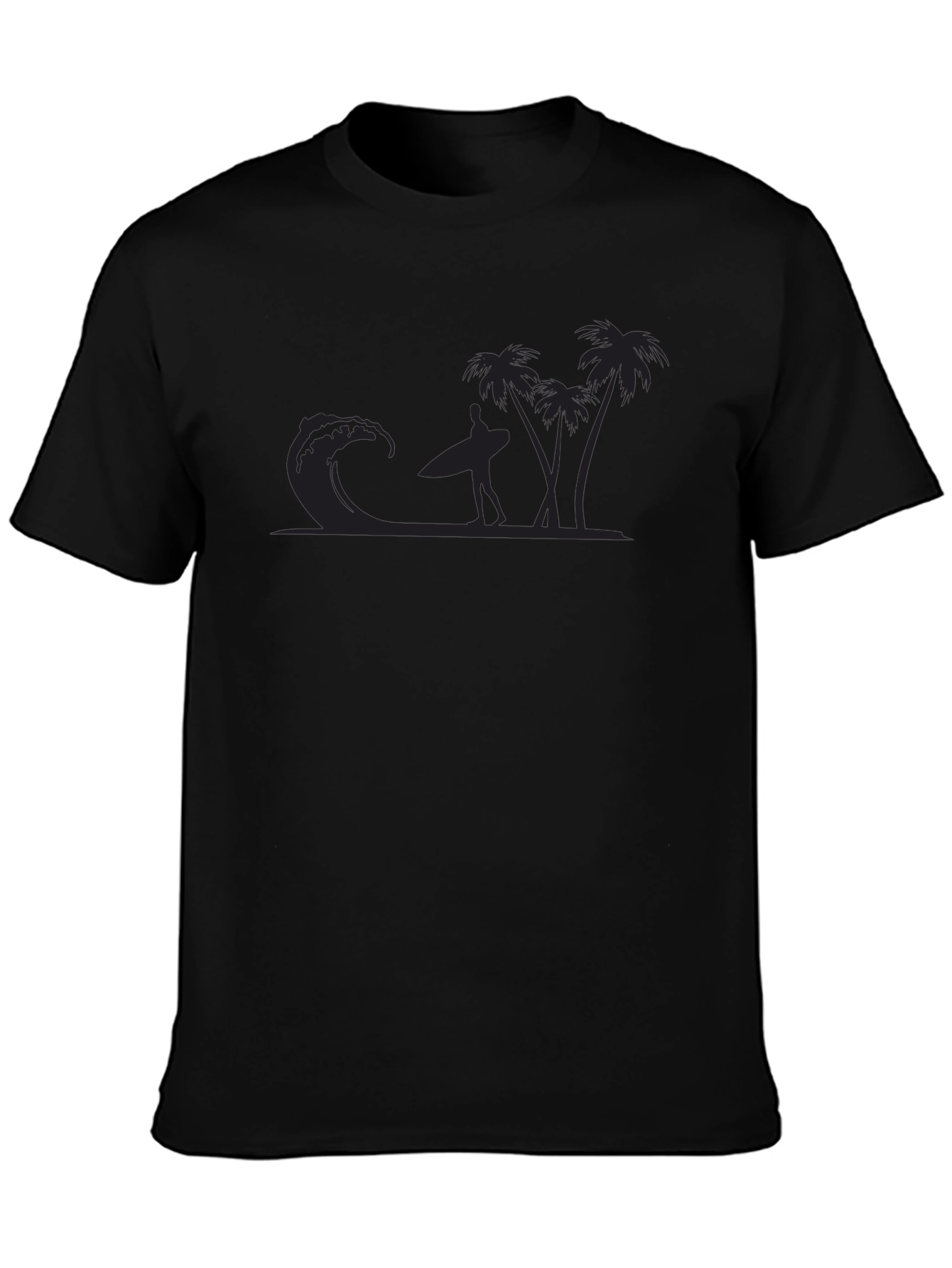 Cool Black T-Shirt with Surfer Design