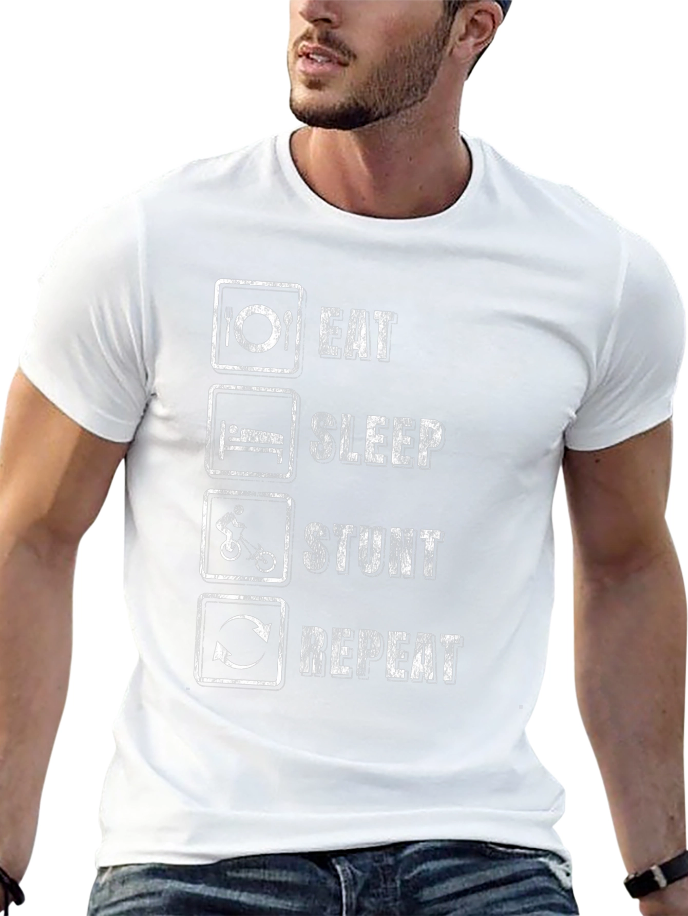 Eat Sleep Stunt Repeat Black T-Shirt