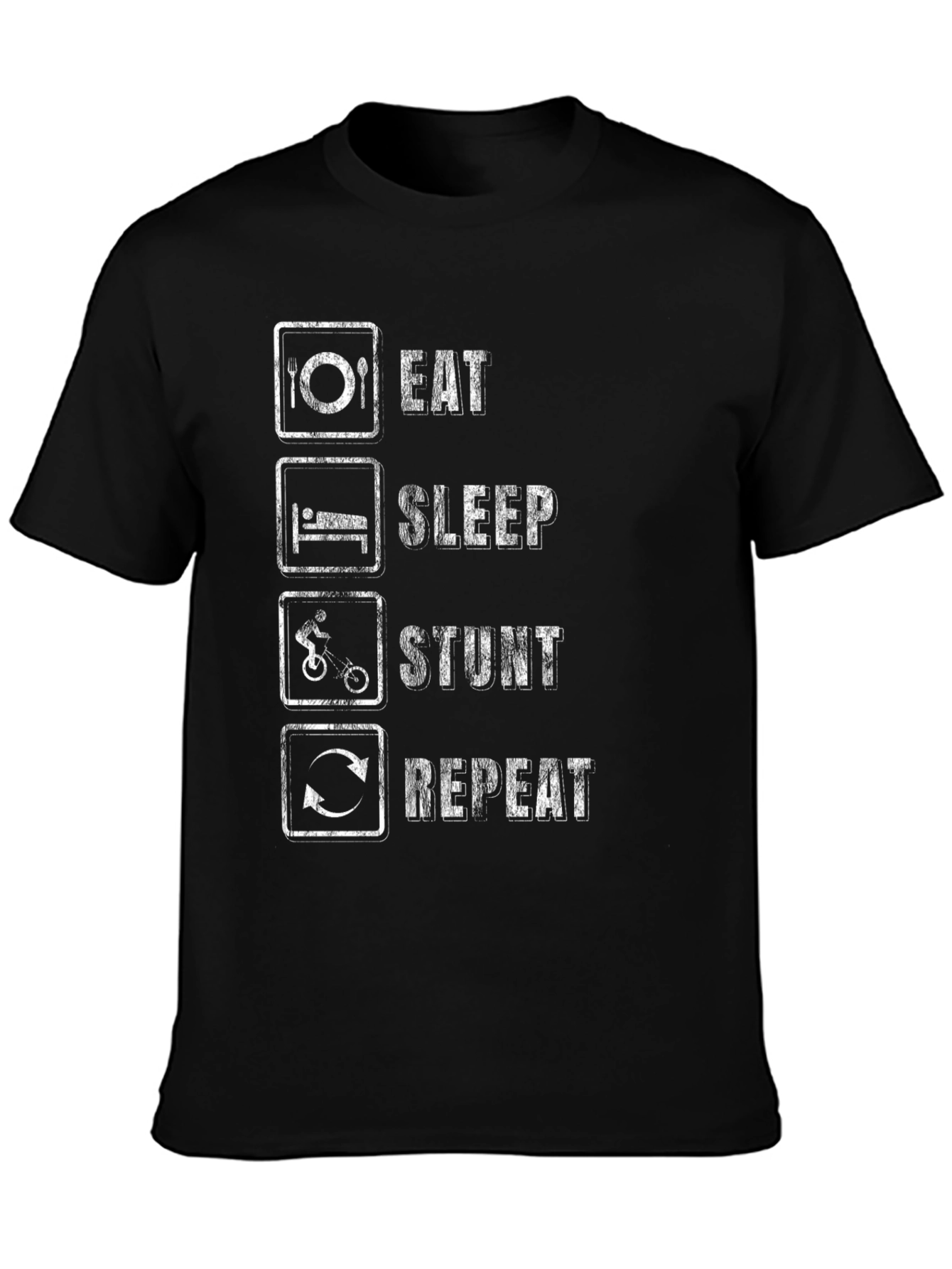 Eat Sleep Stunt Repeat Black T-Shirt