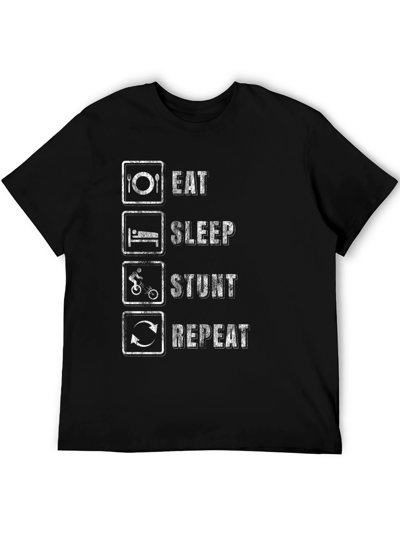 Eat Sleep Stunt Repeat Black T-Shirt