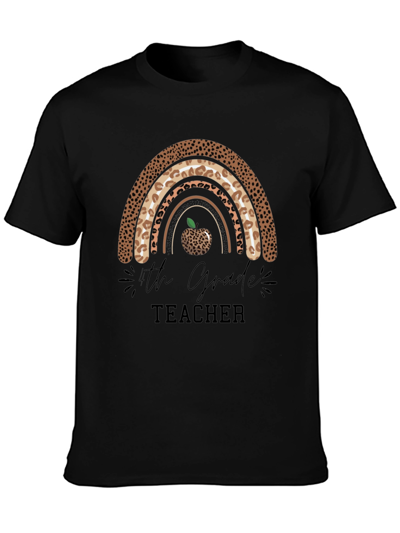 4th Grade Teacher Leopard Rainbow T-Shirt
