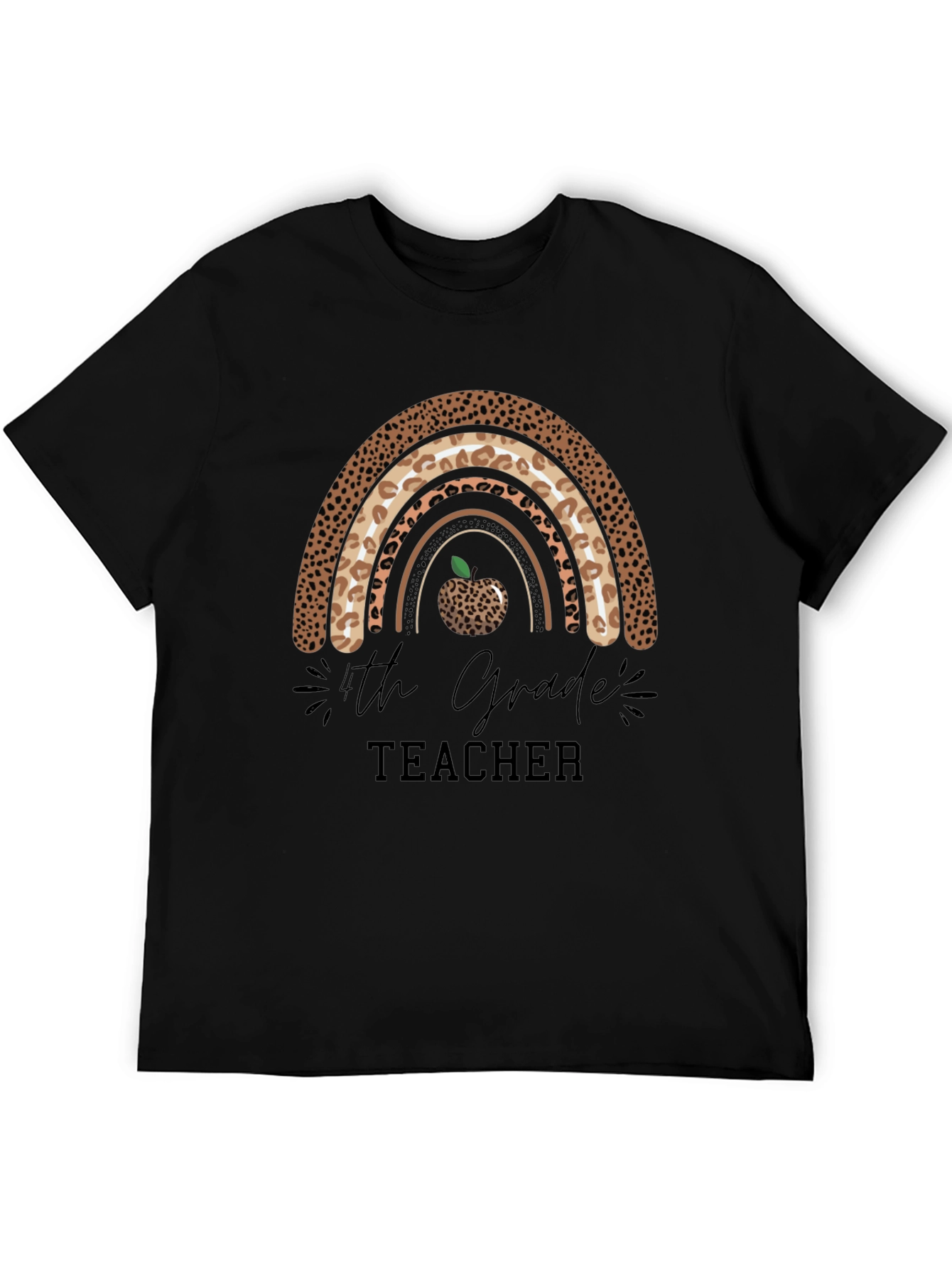 4th Grade Teacher Leopard Rainbow T-Shirt