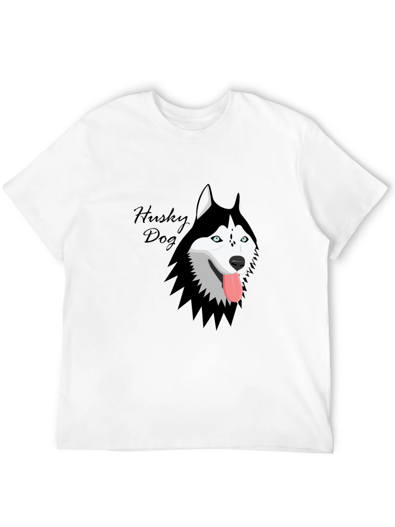 Husky Dog Graphic Print Black T-Shirt