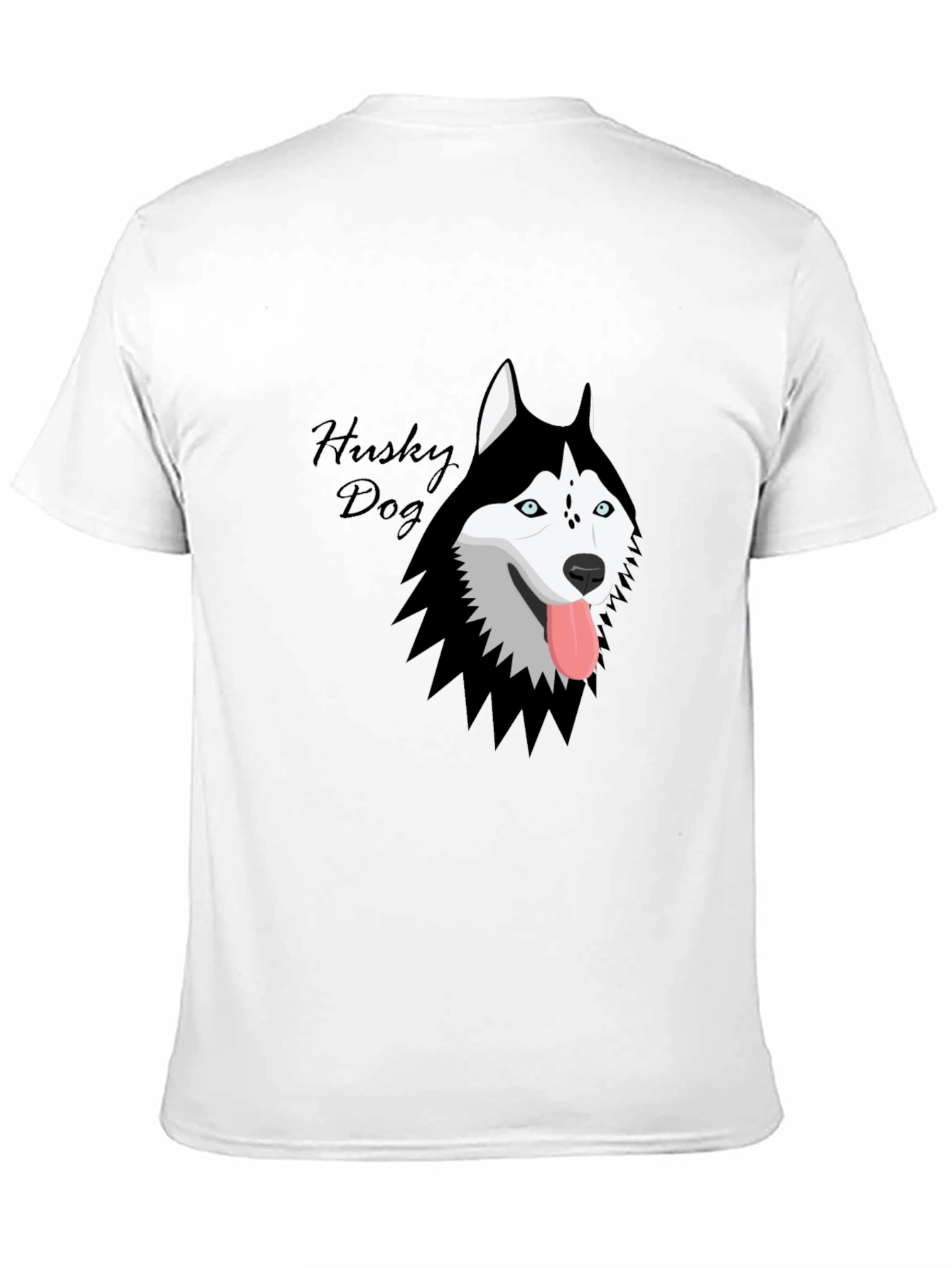 Husky Dog Graphic Print Black T-Shirt