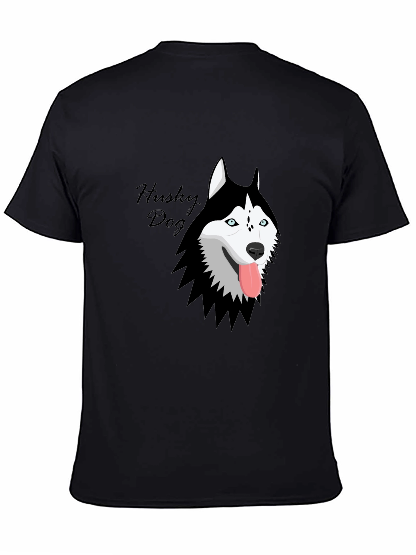 Husky Dog Graphic Print Black T-Shirt